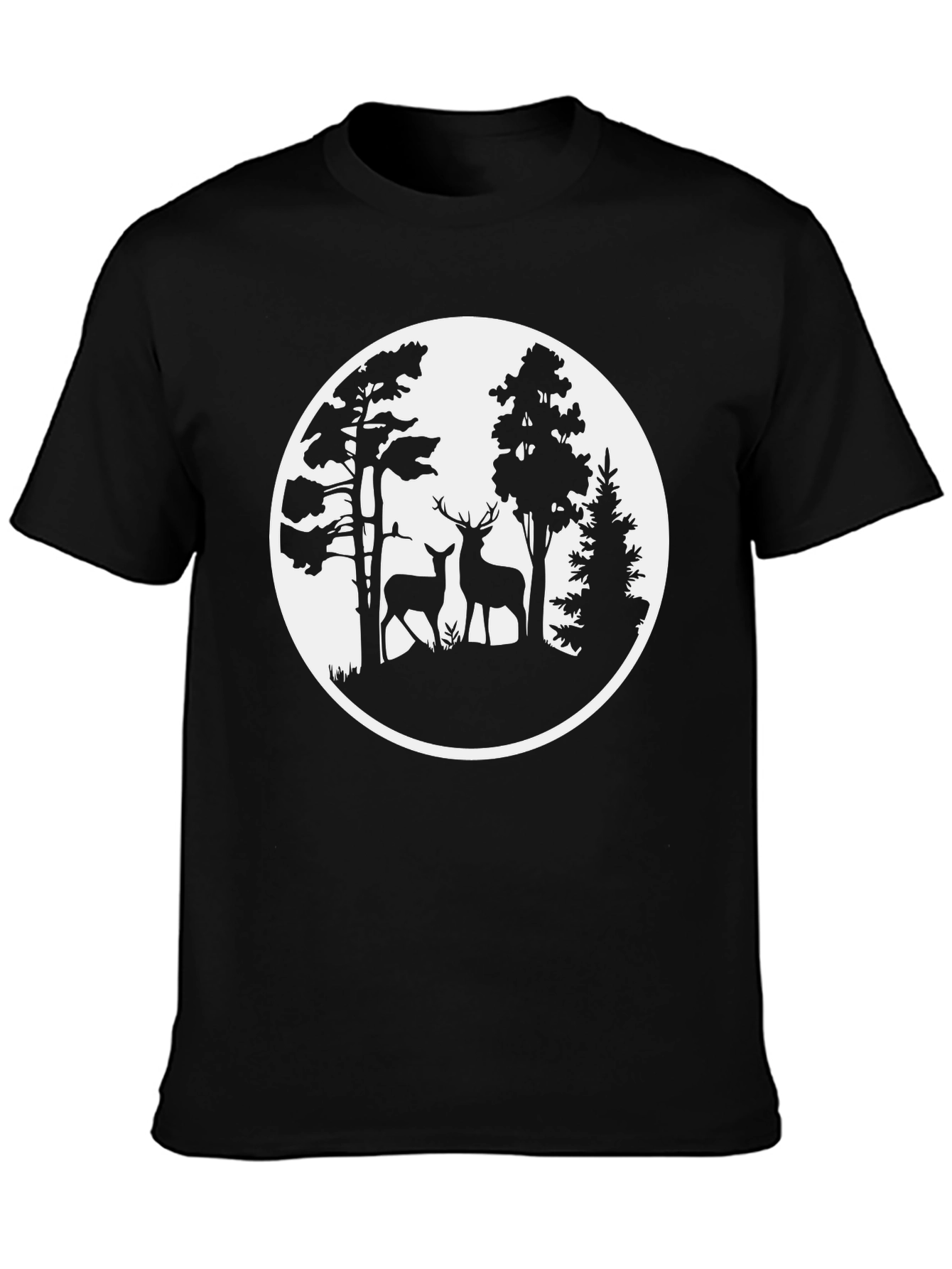 Black Nature Deer Graphic T-Shirt - Black view 3