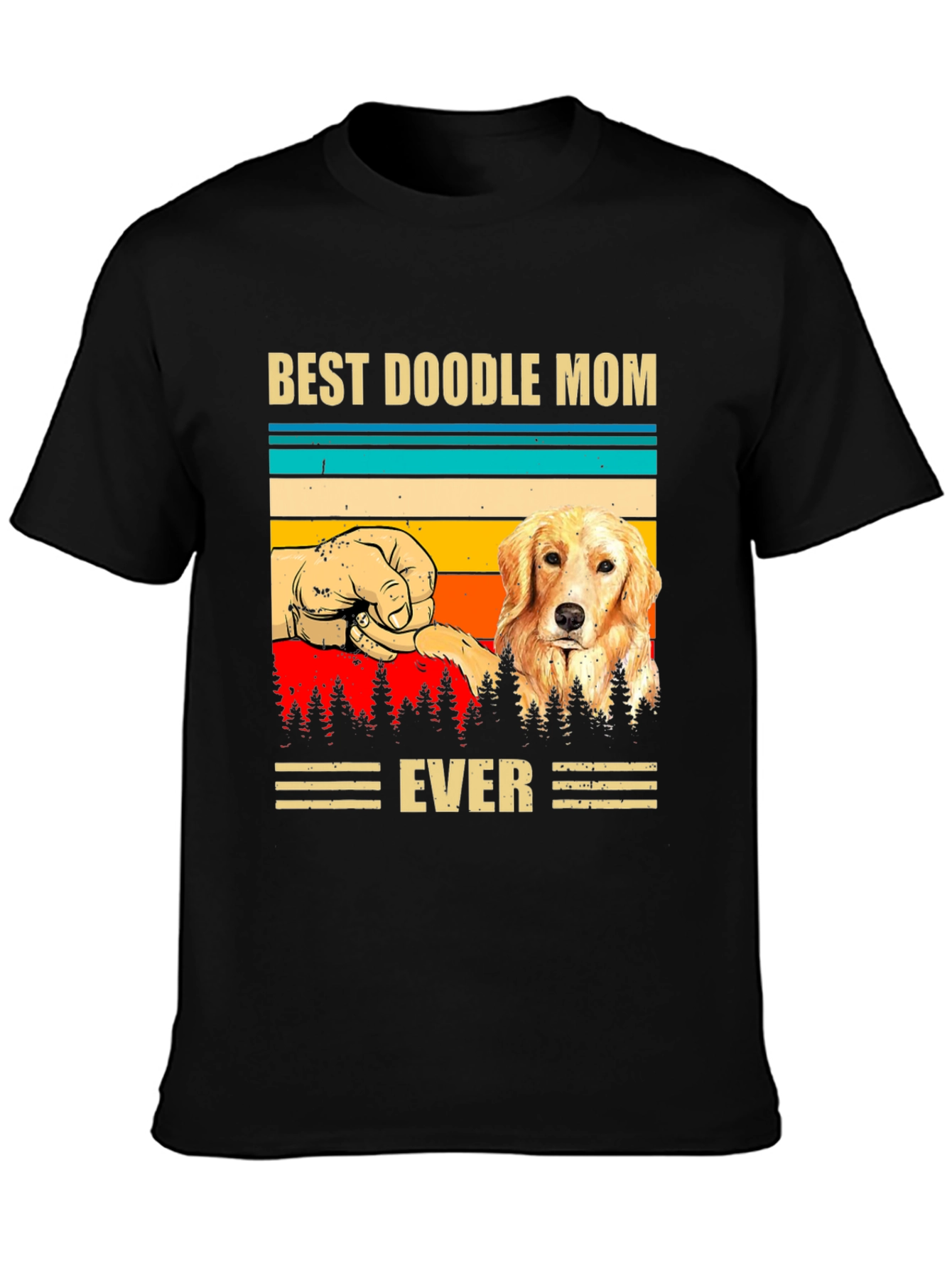 Black Best Doodle Mom Ever Graphic T-Shirt view 3