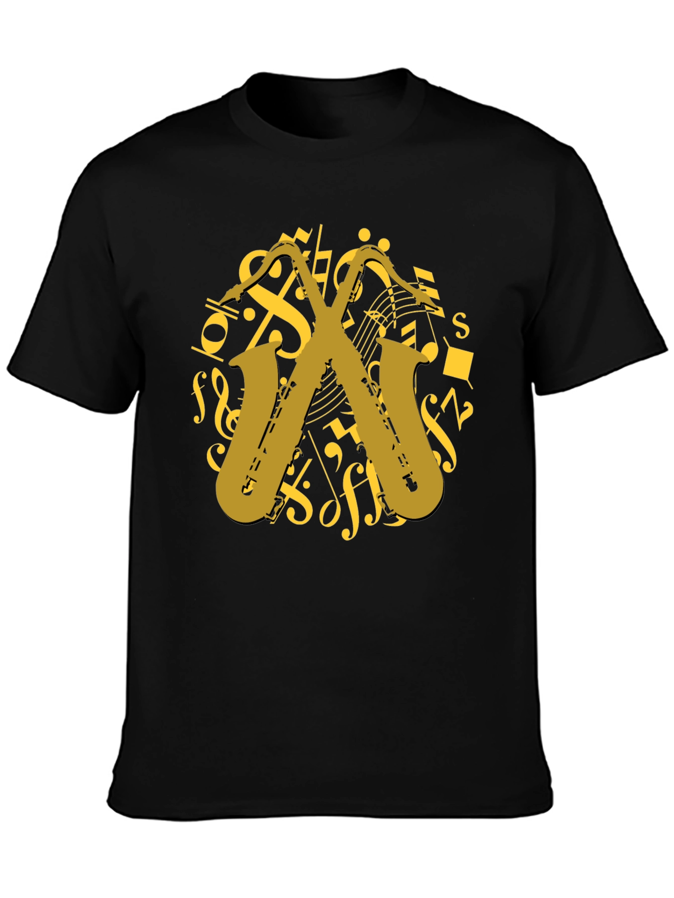 Black Saxophone Music T-Shirt - Musician Gift view 3