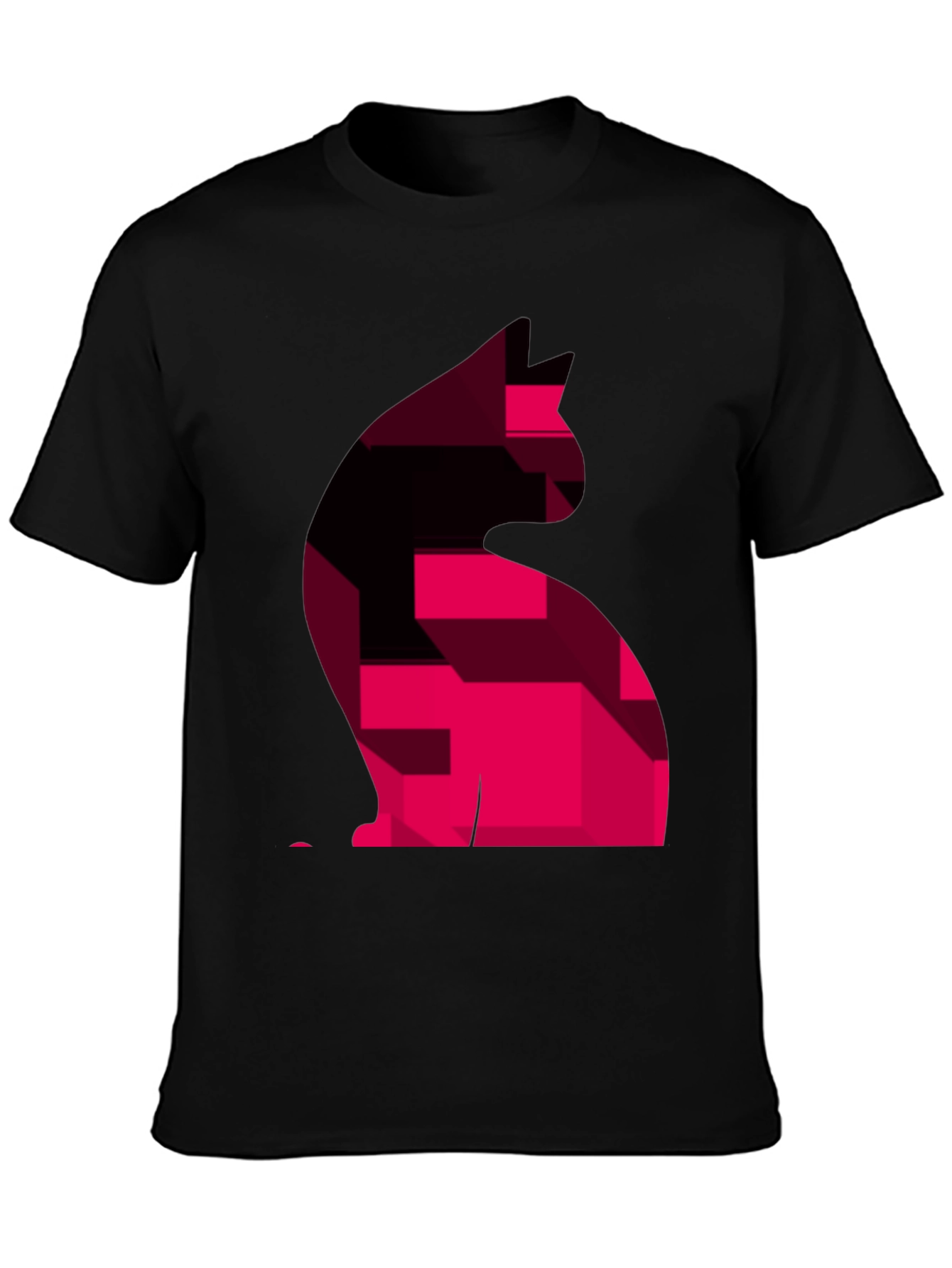 Black Abstract Cat Graphic Men's T-Shirt view 3