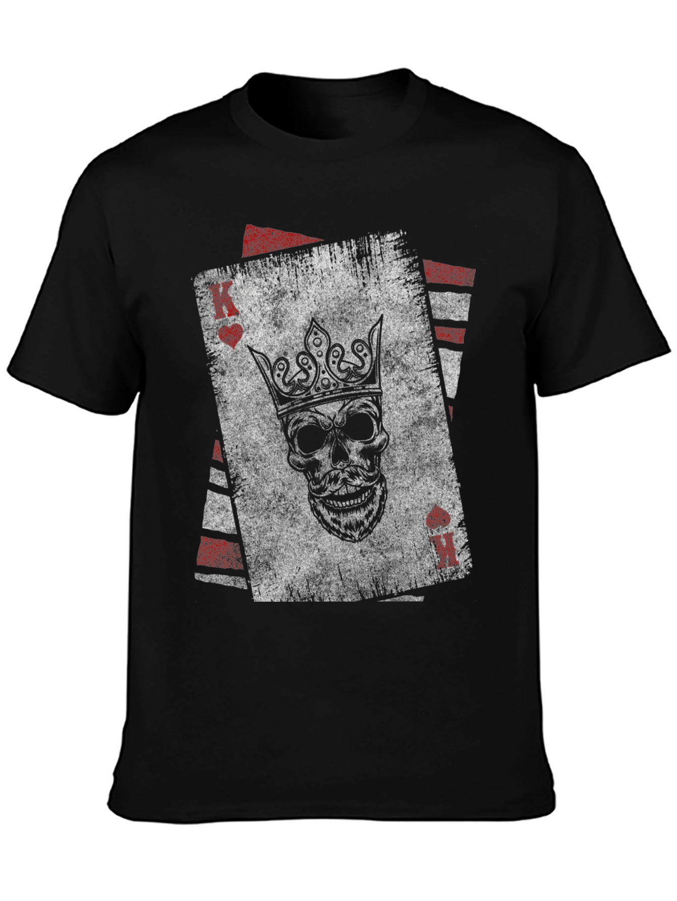 Black King of Hearts Skull Graphic T-Shirt view 3