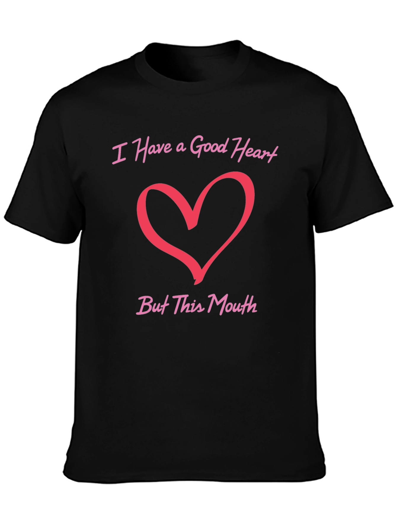 Black Good Heart Funny T-Shirt view 3