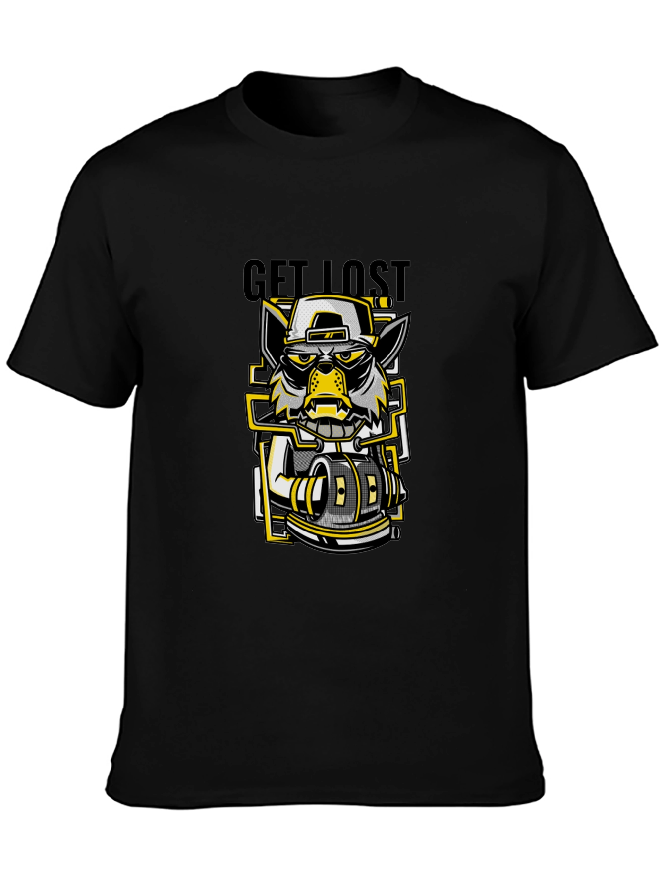 Black Get Lost Graphic Print Black T-Shirt view 3