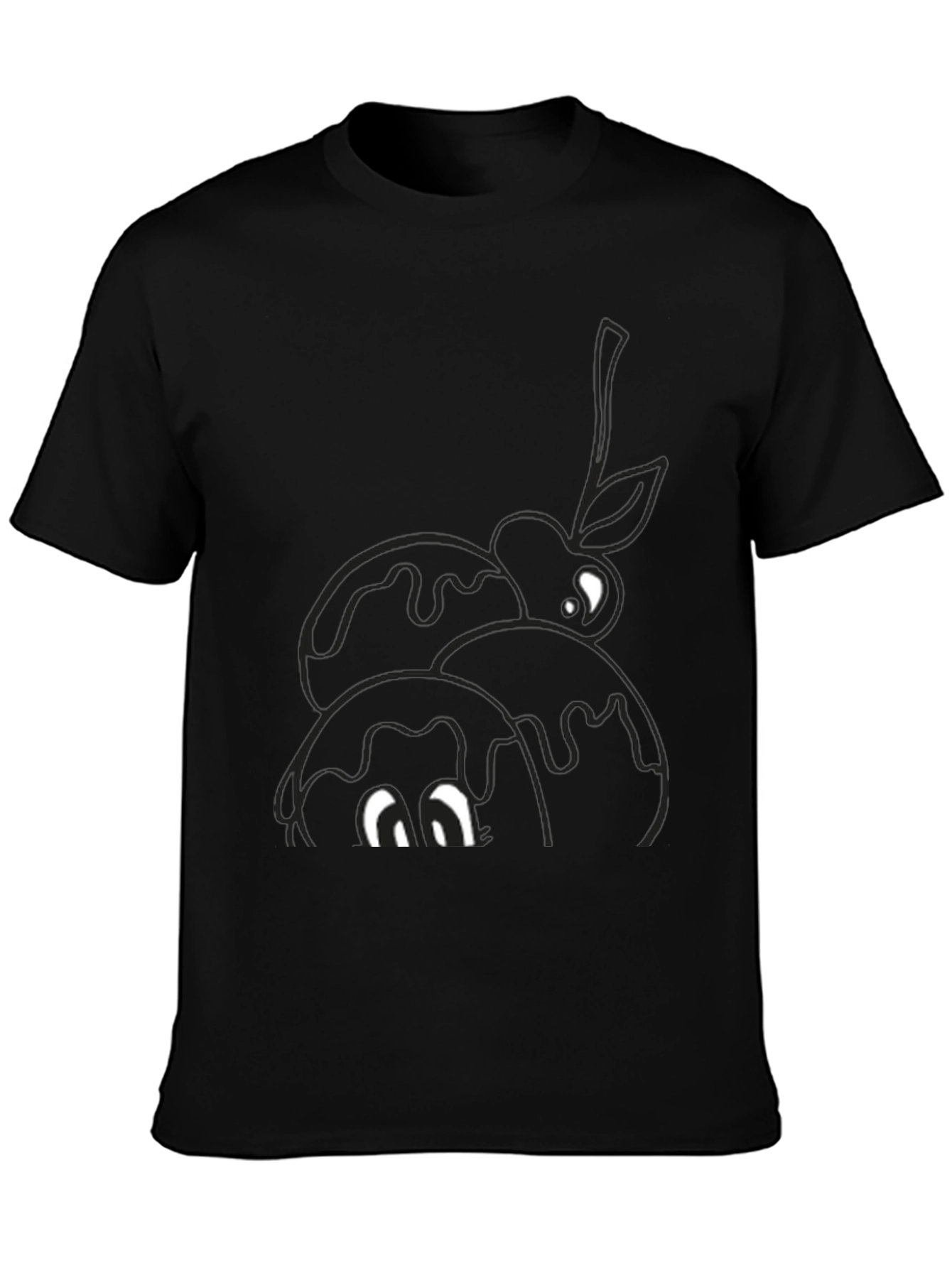 Black Novelty Cartoon Eyes Dessert T-Shirt view 3