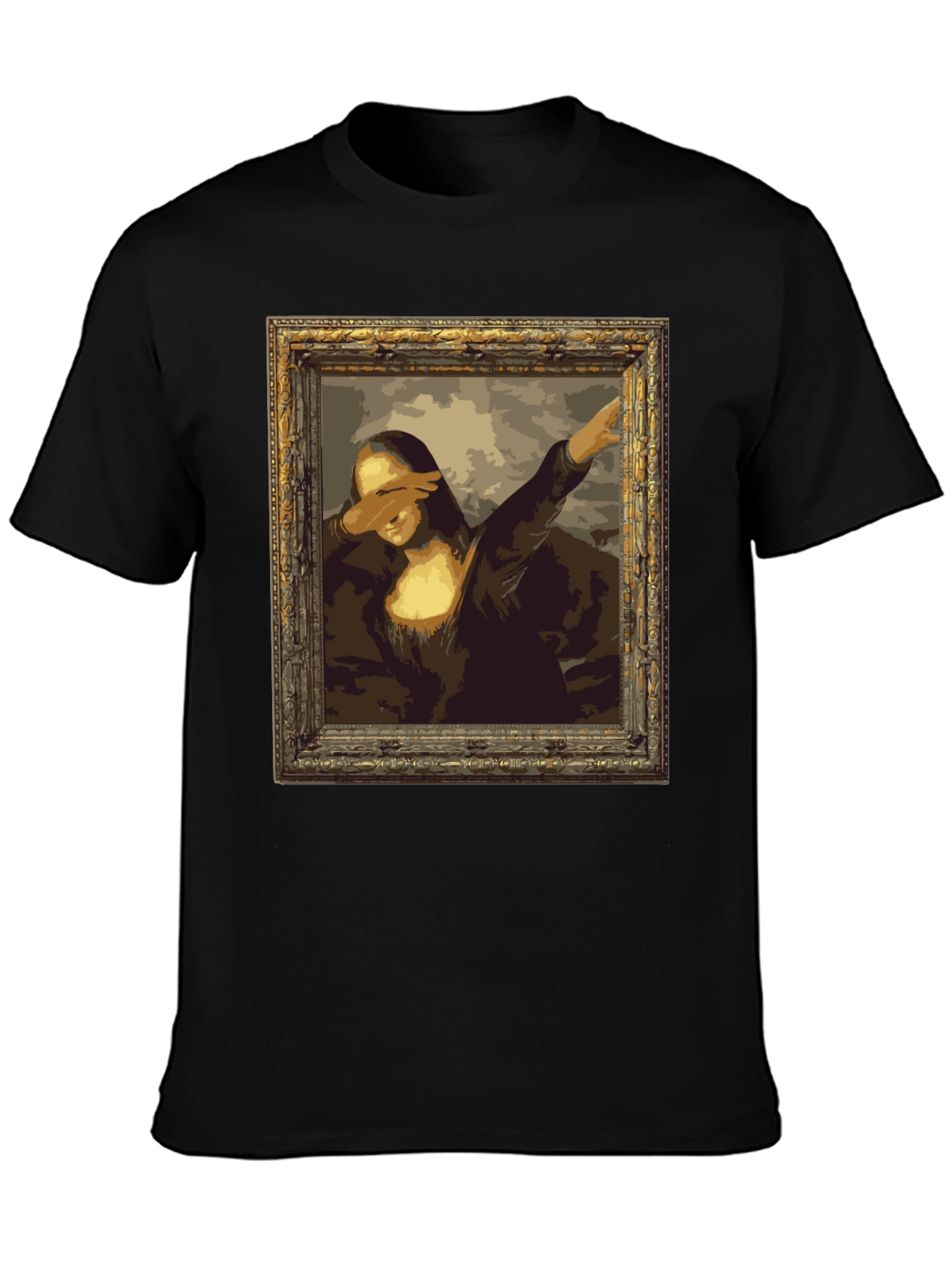 Black Mona Lisa Dab Black T-Shirt view 3