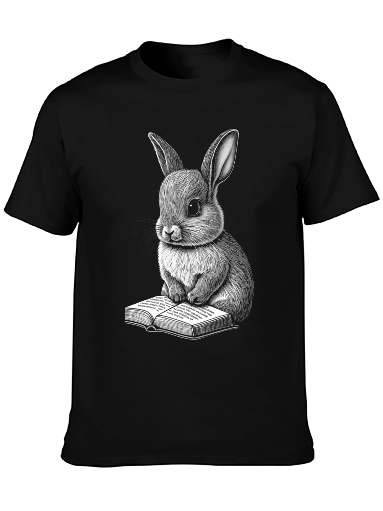 Black Rabbit Reading Book Graphic Tee view 3