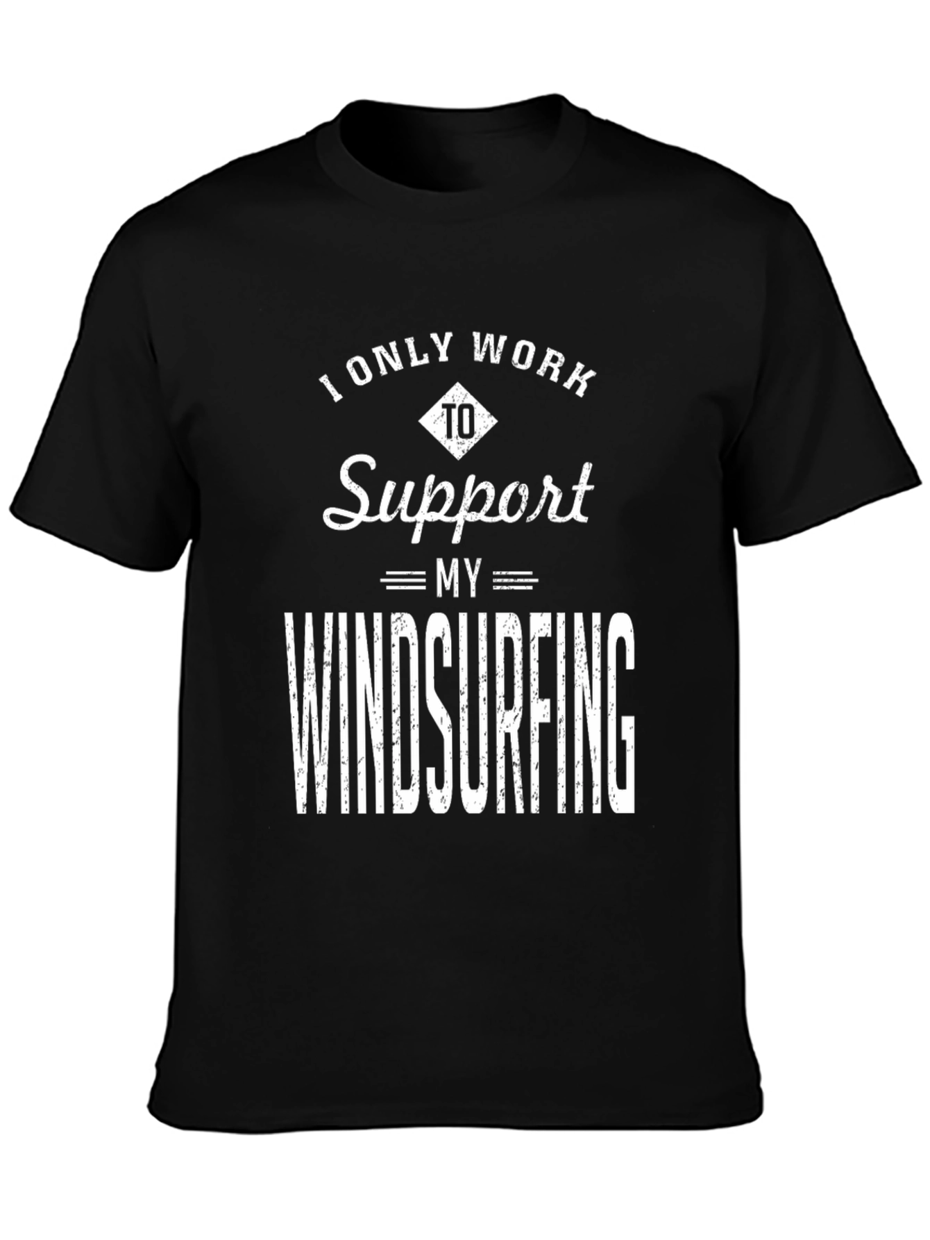 Black Windsurfing Support T-Shirt - Fun Tee for Water Sports Fans view 3