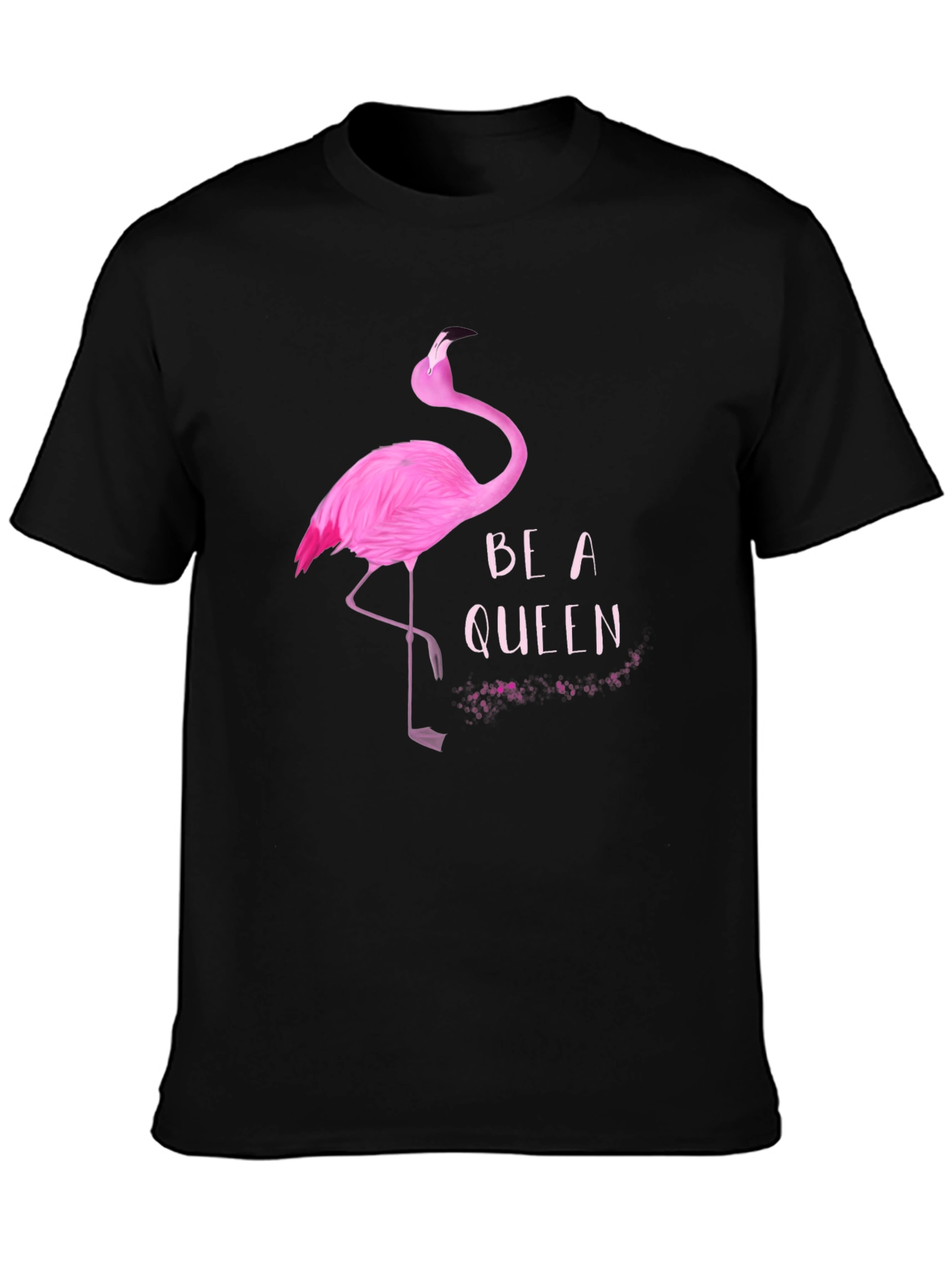 Black Be a Queen Flamingo Graphic T-Shirt view 3