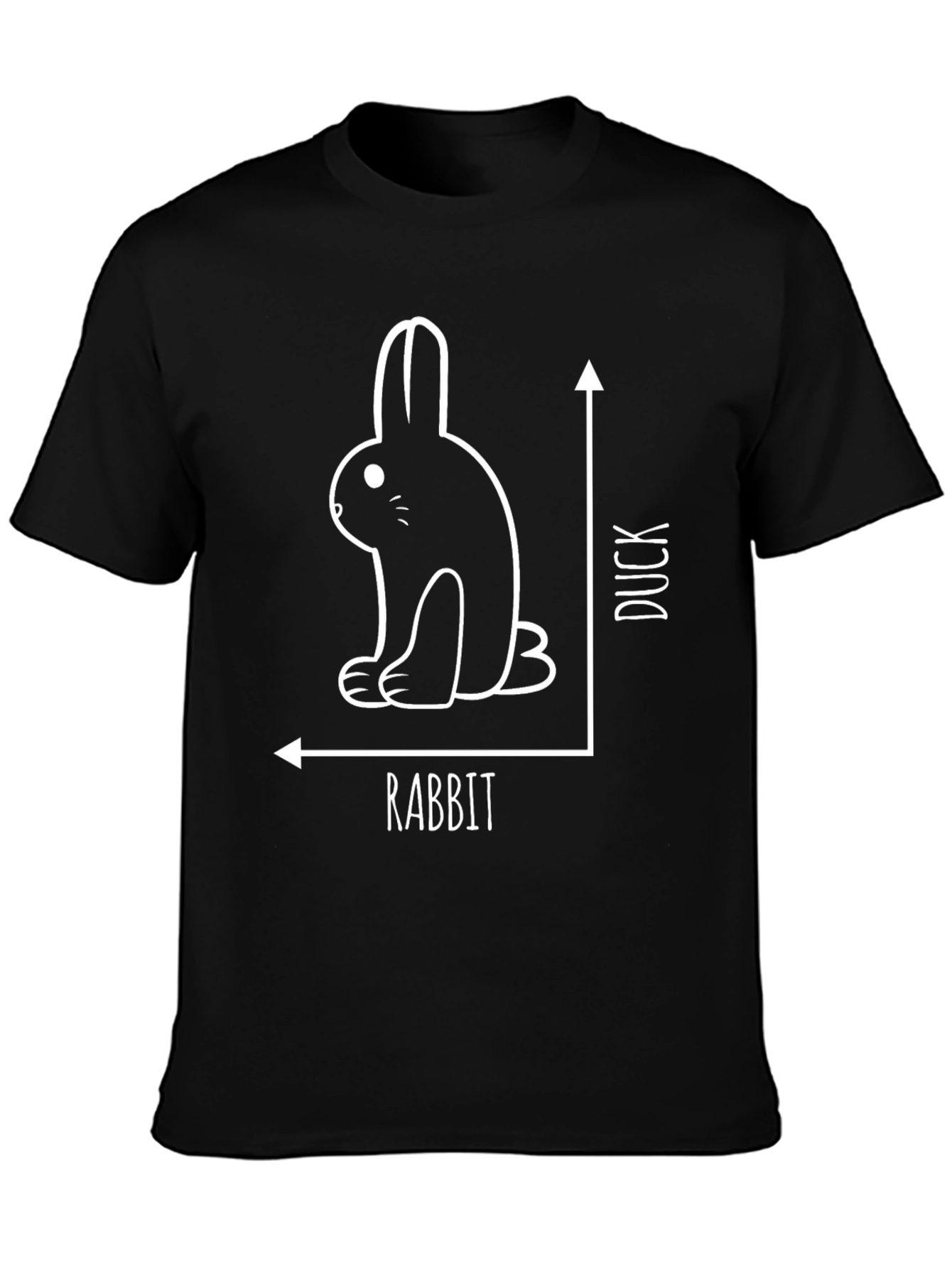 Black Rabbit or Duck Optical Illusion Black T-Shirt view 3