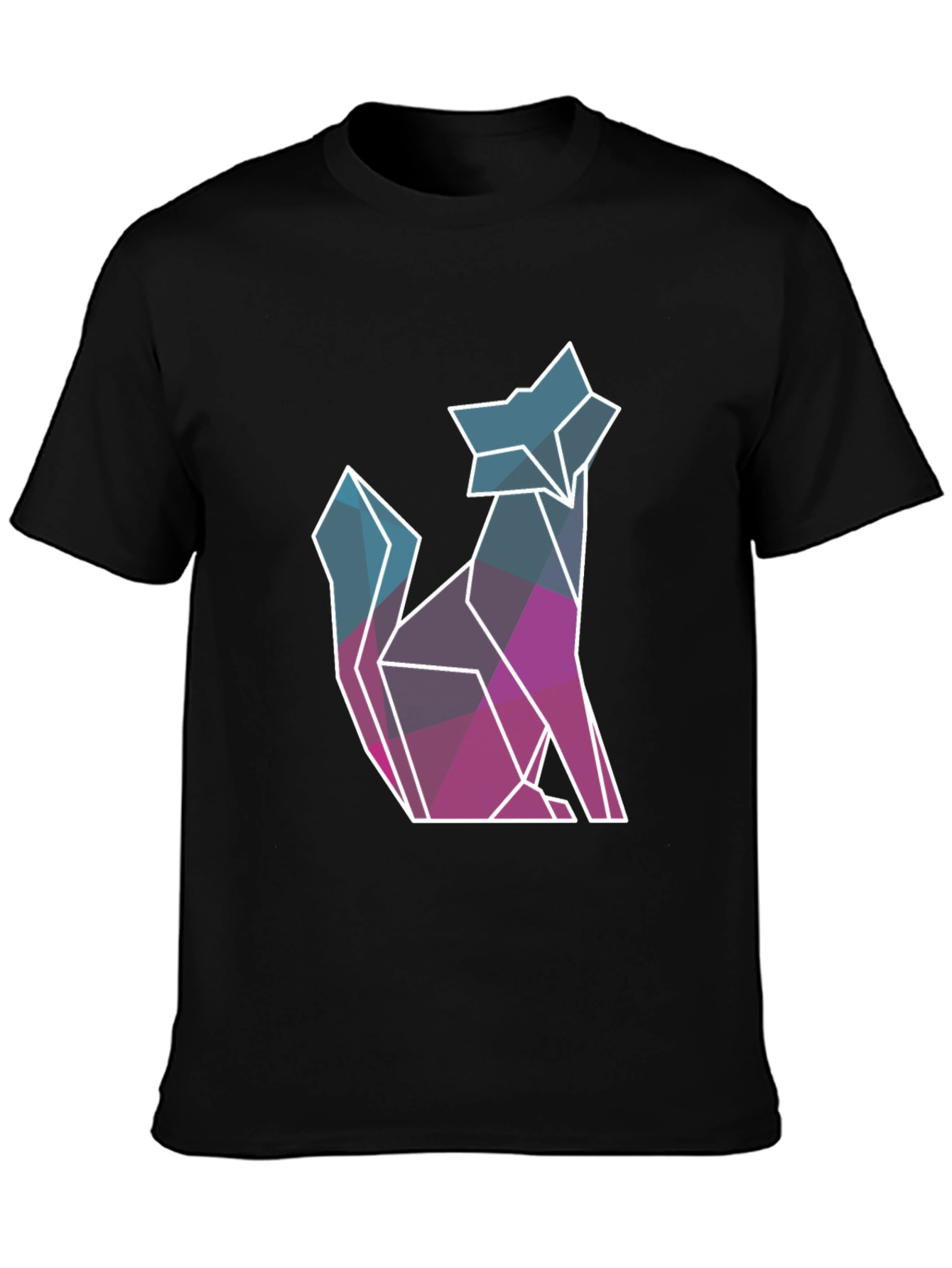 Black Geometric Wolf Graphic Tee - Modern Style view 3