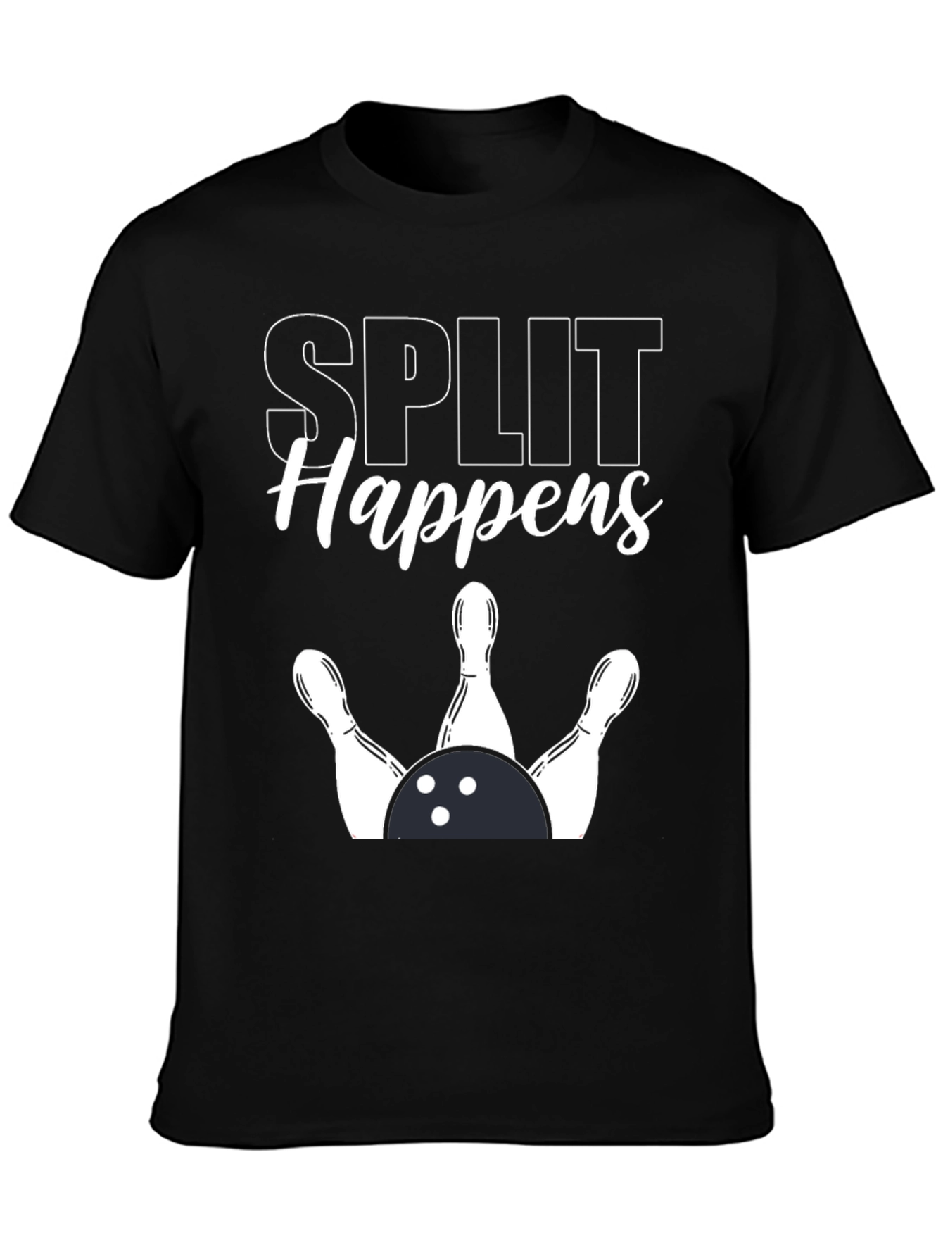 Black Split Happens Bowling T-Shirt - Black Graphic Tee view 3