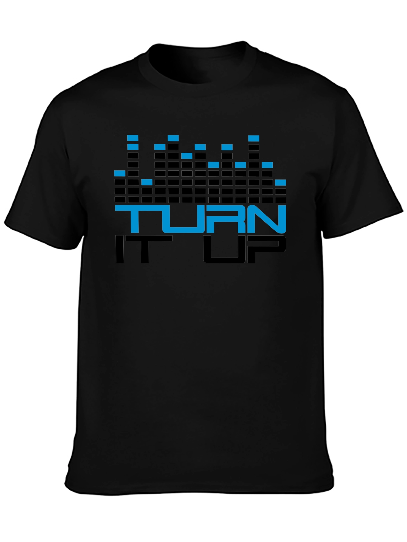 Black Turn It Up Graphic Tee - Black Cotton T-Shirt view 3
