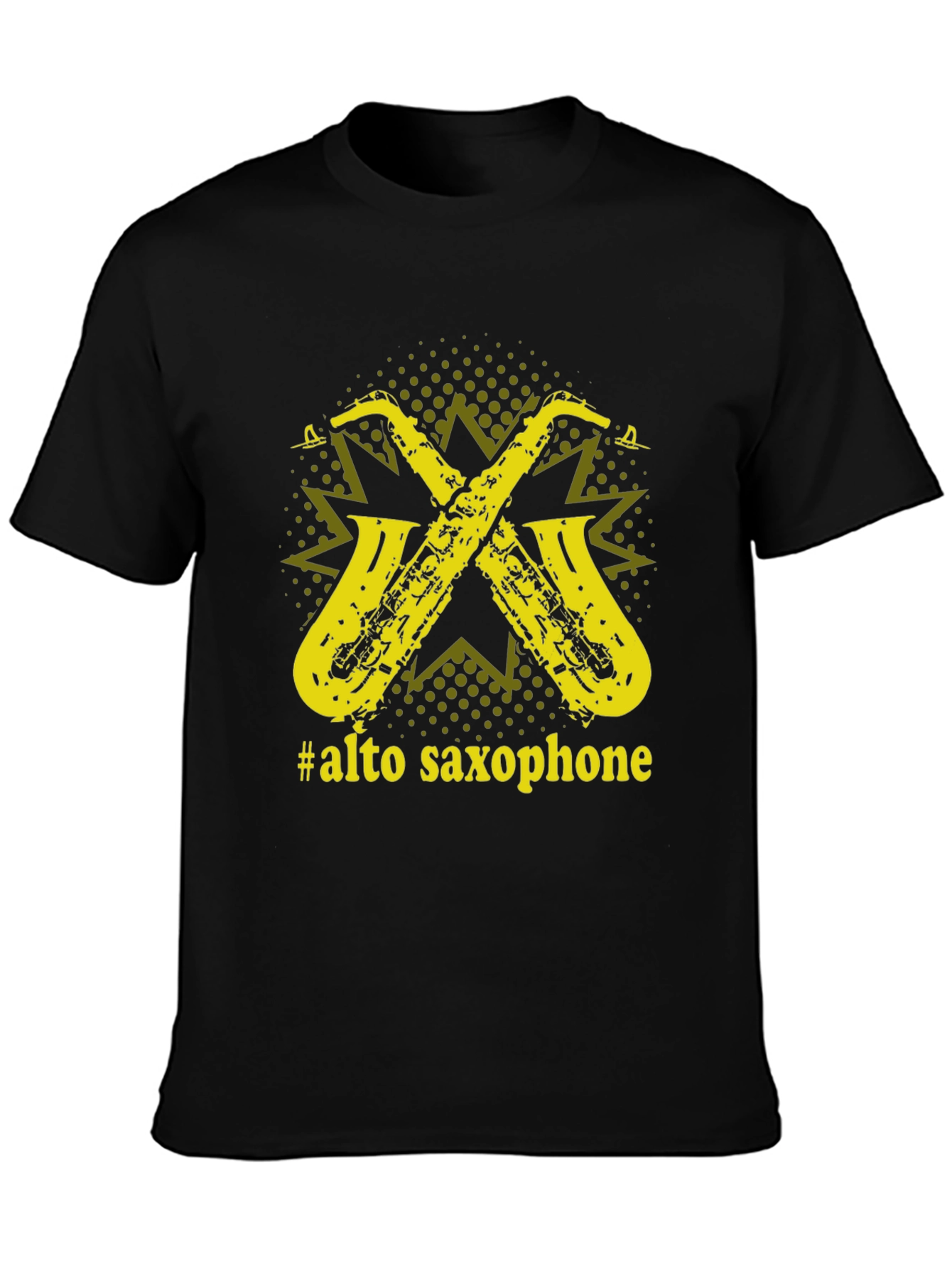 Black Alto Saxophone Graphic Tee - Music Lover T-Shirt view 3