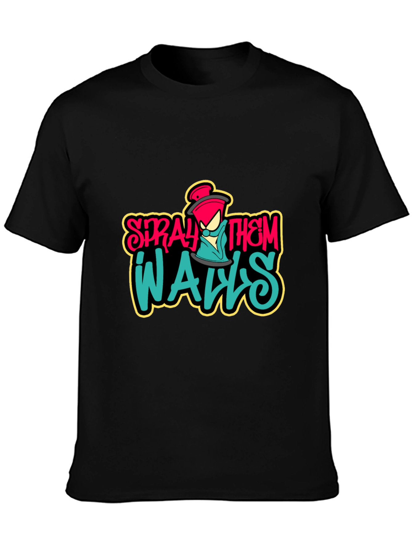 Black Spray Them Walls Graphic Tee - Black view 3