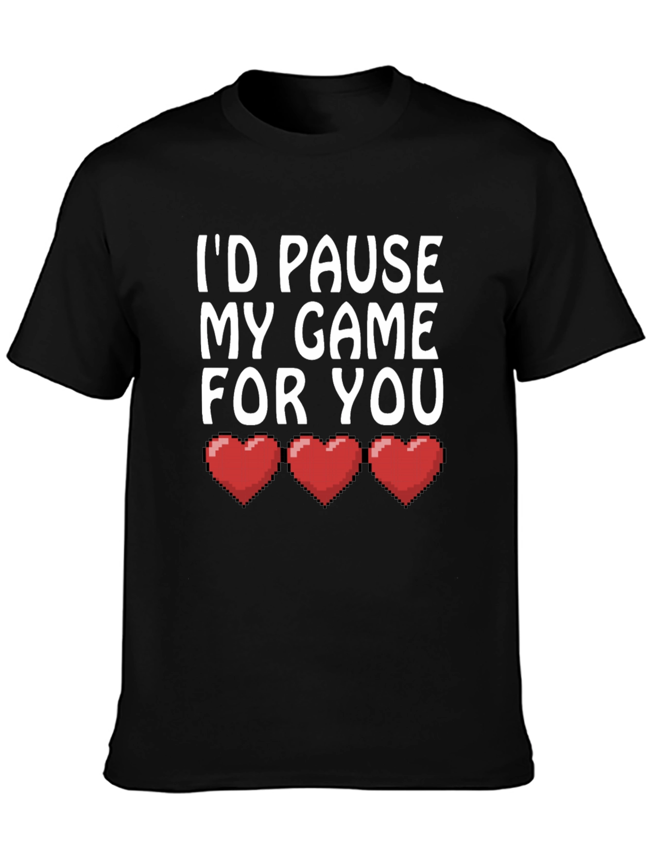 Black Gamer Love Black T-Shirt - I'd Pause My Game For You view 3