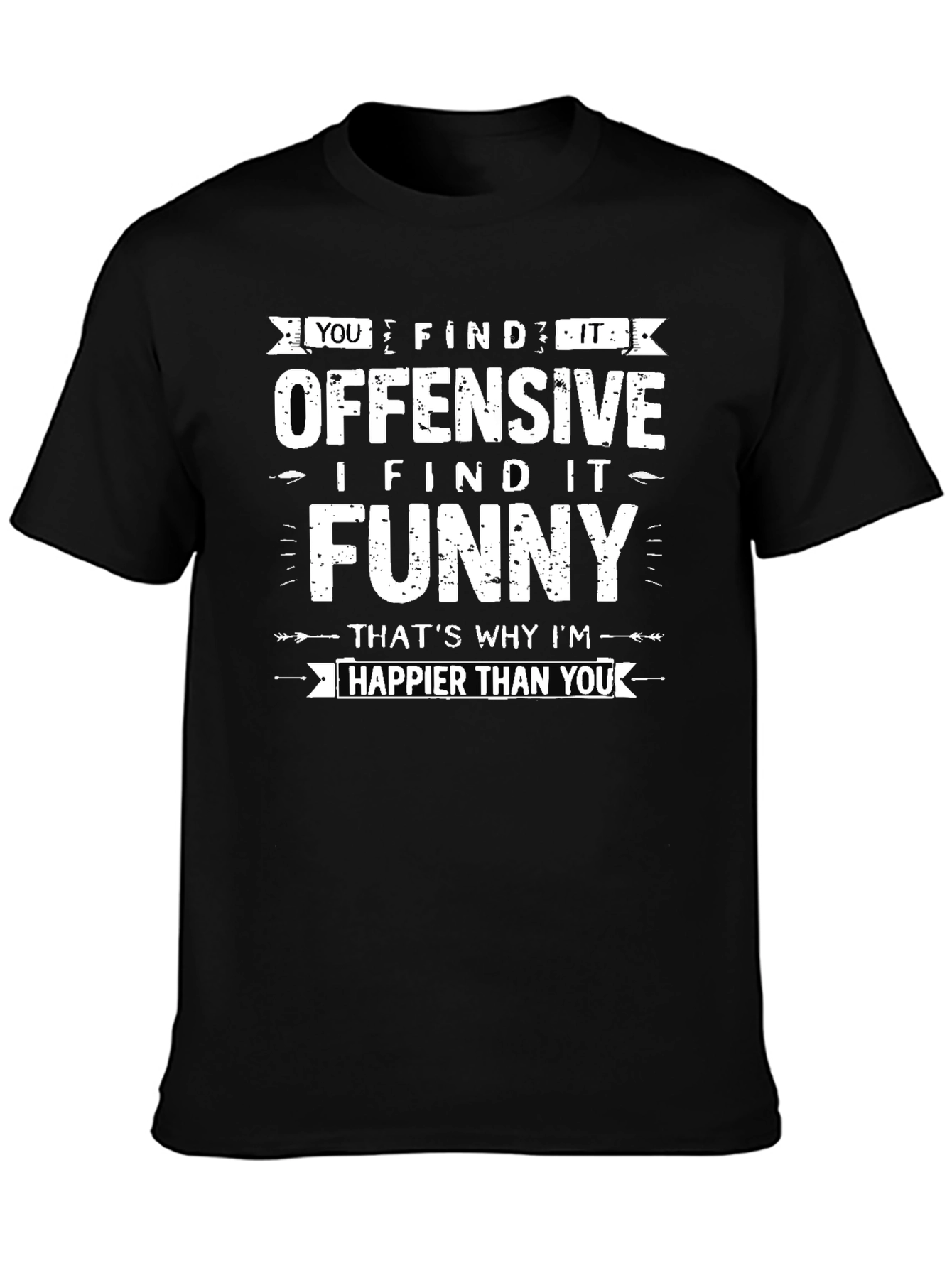 Black Offensive Funny Graphic Tee - Black view 3