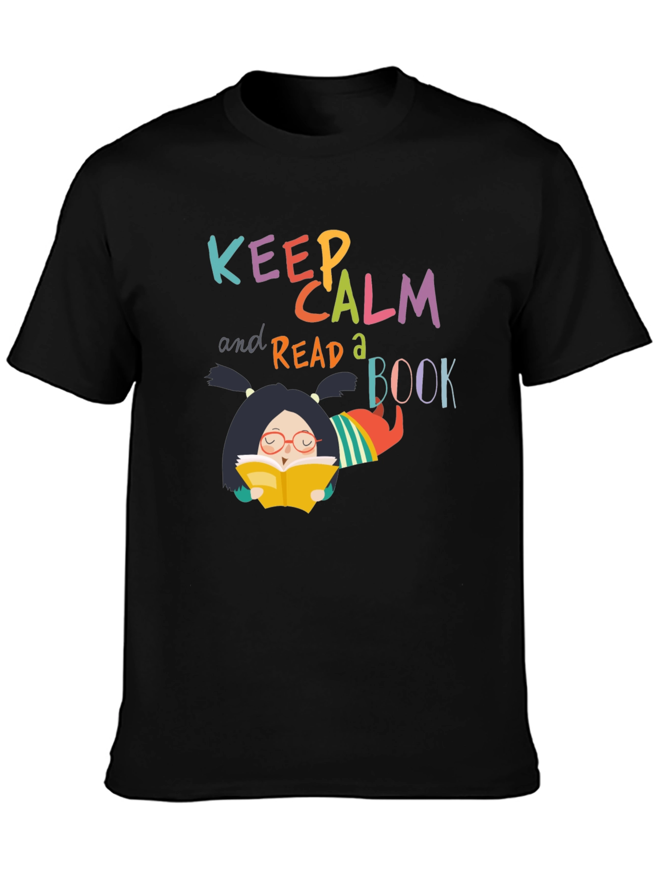 Black Keep Calm and Read a Book T-Shirt view 3