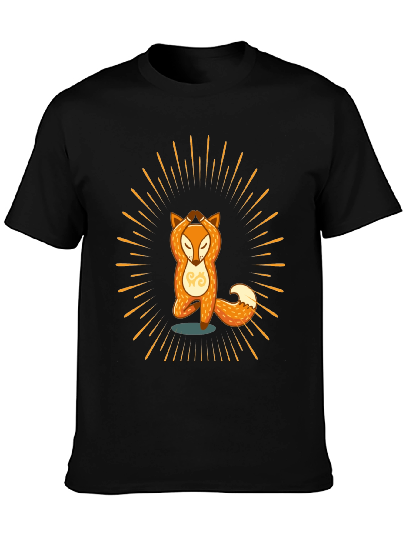 Black Yoga Fox Graphic Tee - Zen Vibes T-Shirt view 3