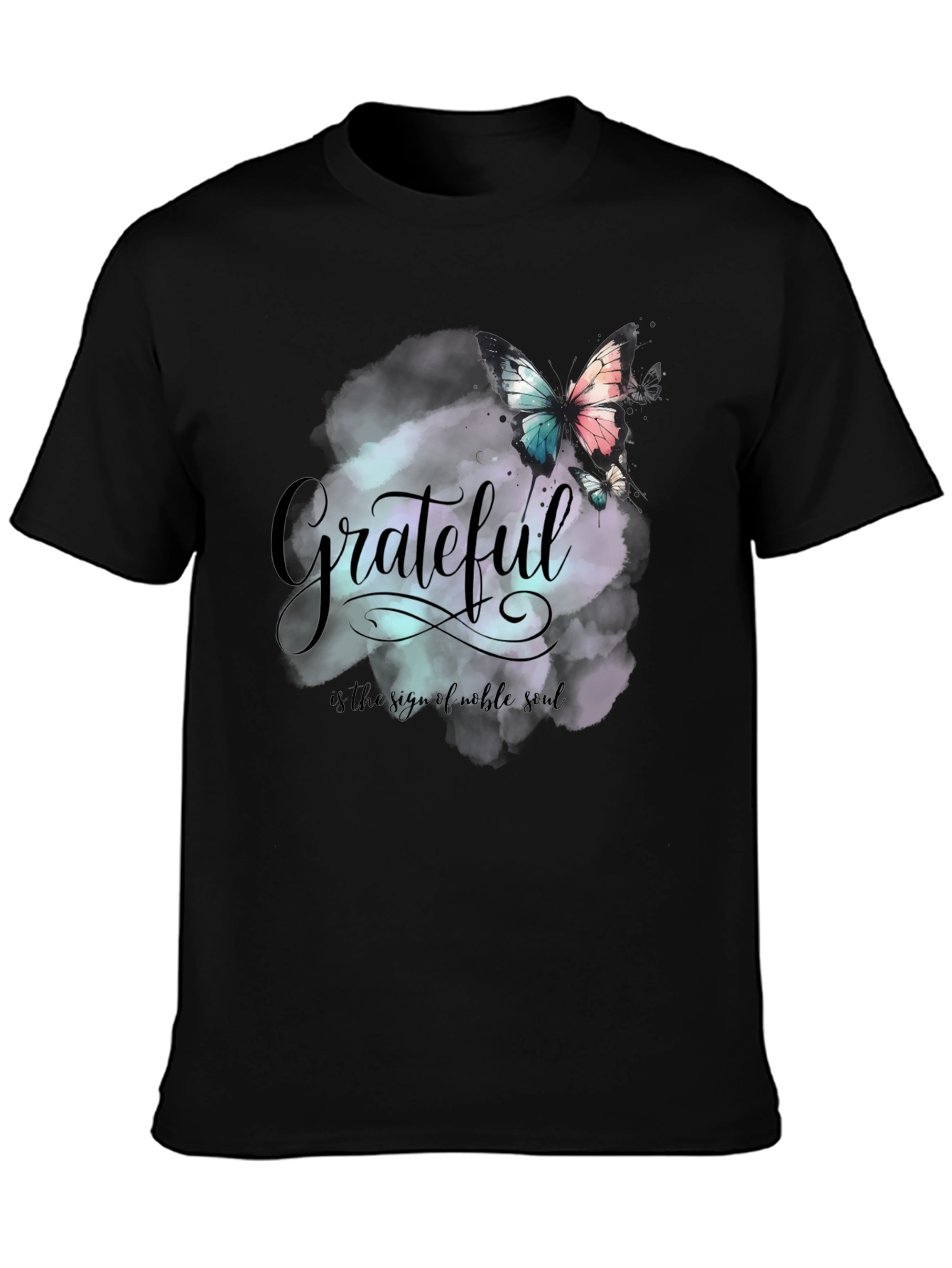 Black Grateful Butterfly Graphic Tee - Noble Soul Design view 3
