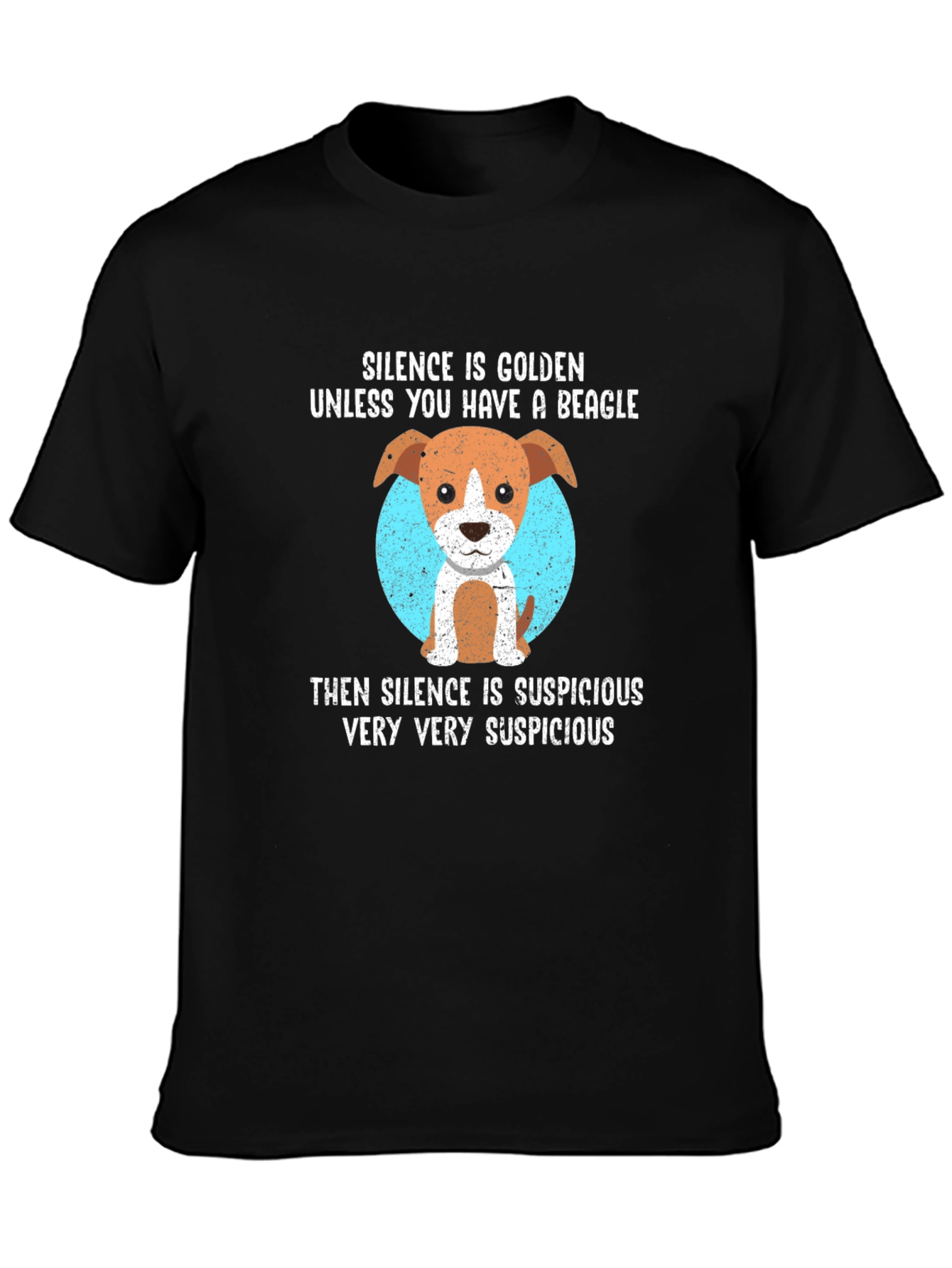 Black Beagle Humor T-Shirt: Suspicious Silence Tee view 3