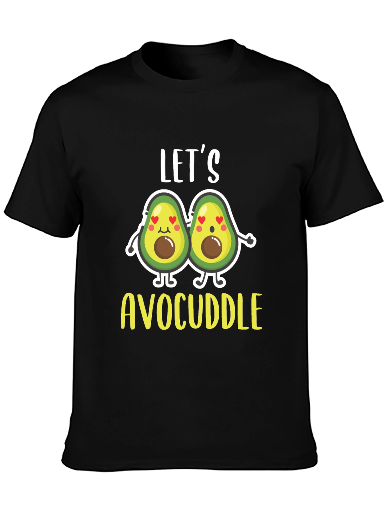 Black Let's Avocuddle Black T-Shirt view 3