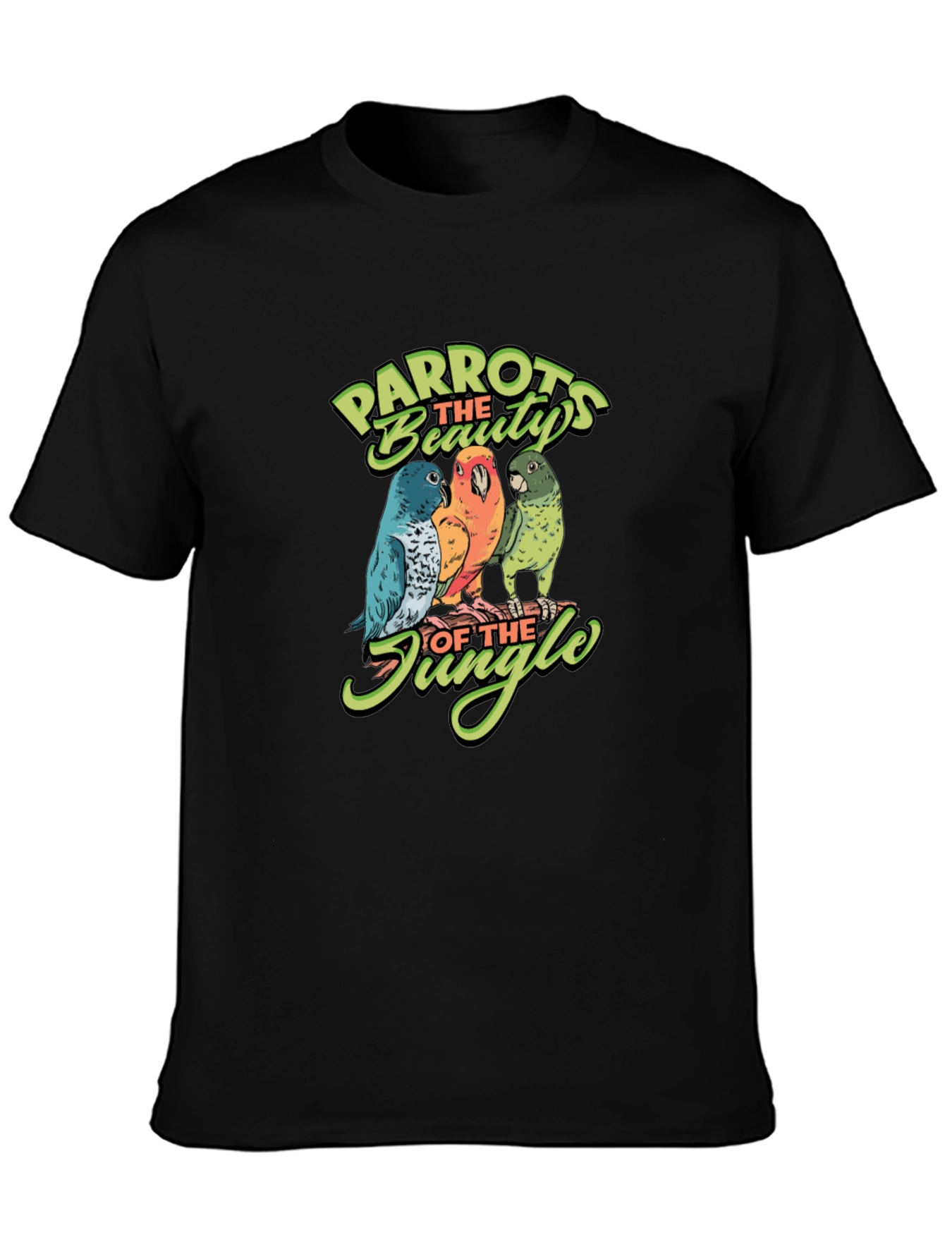 Black Parrots of the Jungle Graphic Tee view 3