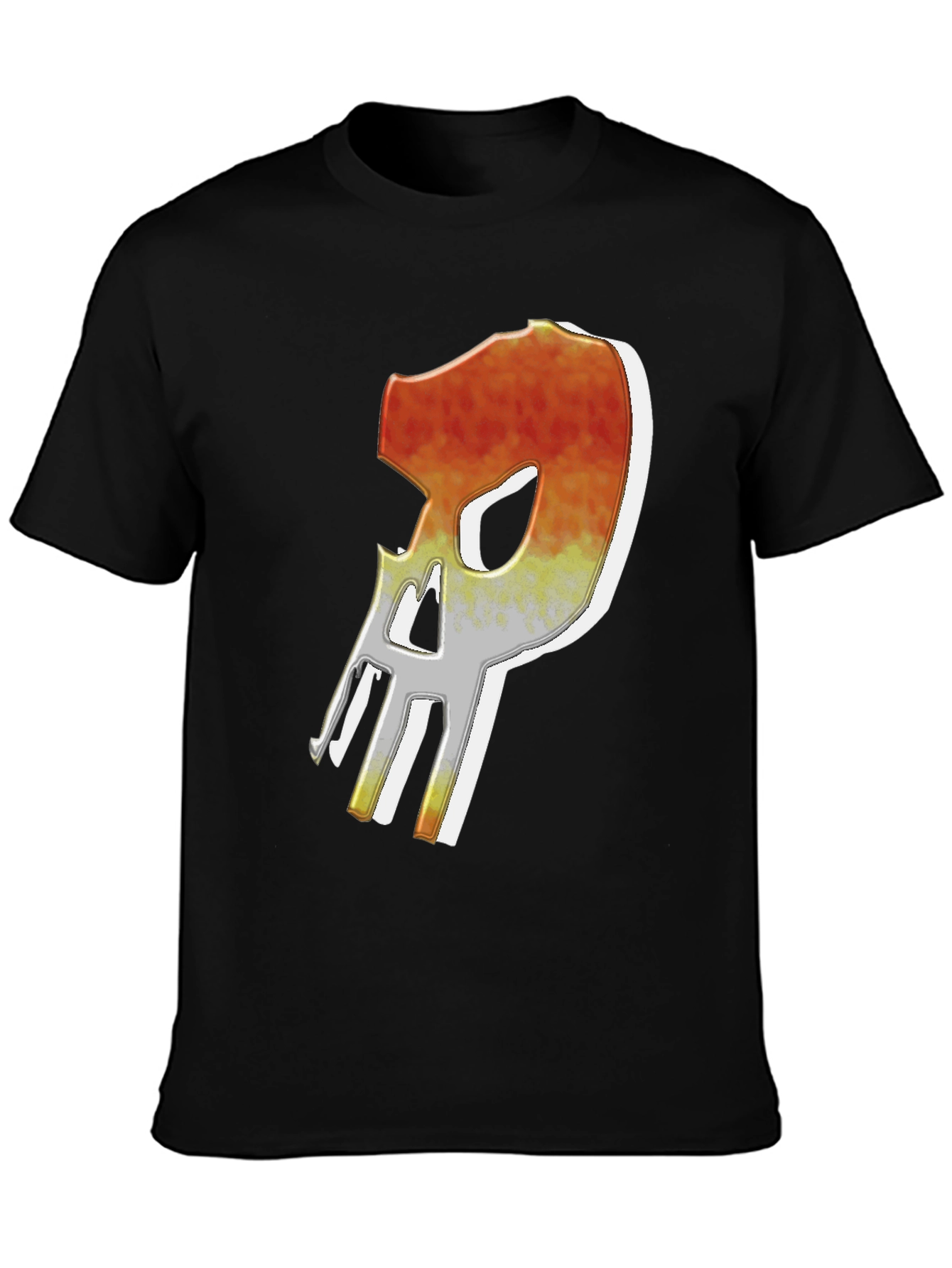 Black Fiery Skull Graphic Tee - Edgy Men's T-Shirt view 3