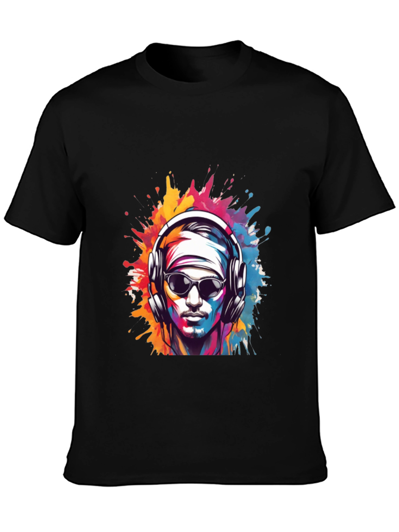 Black Men's Black Graphic Tee: Music Lover view 3