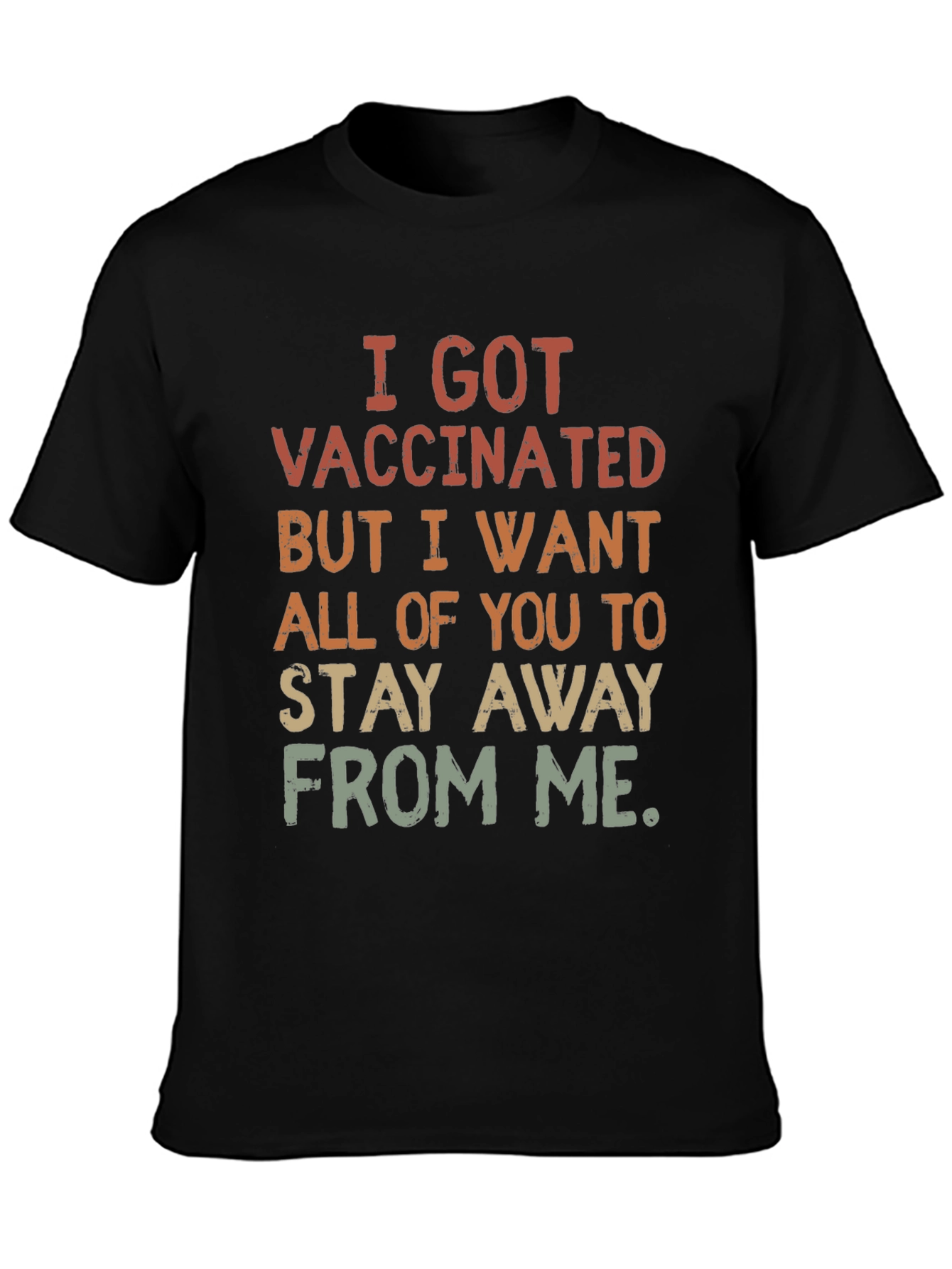 Black Funny Vaccinated Graphic T-Shirt: Stay Away view 3