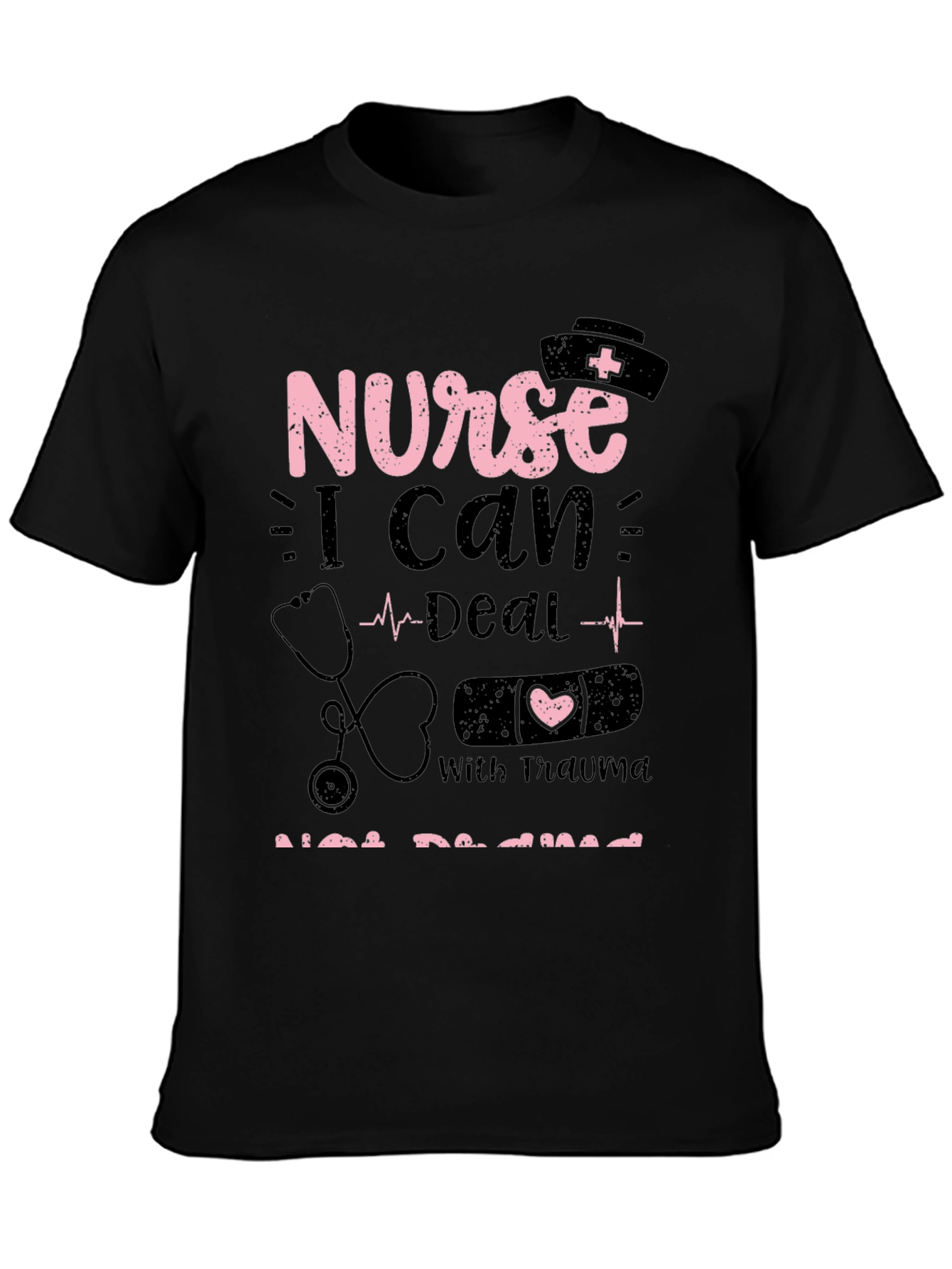 Black Nurse Trauma T-Shirt: I Can Deal With Trauma view 3