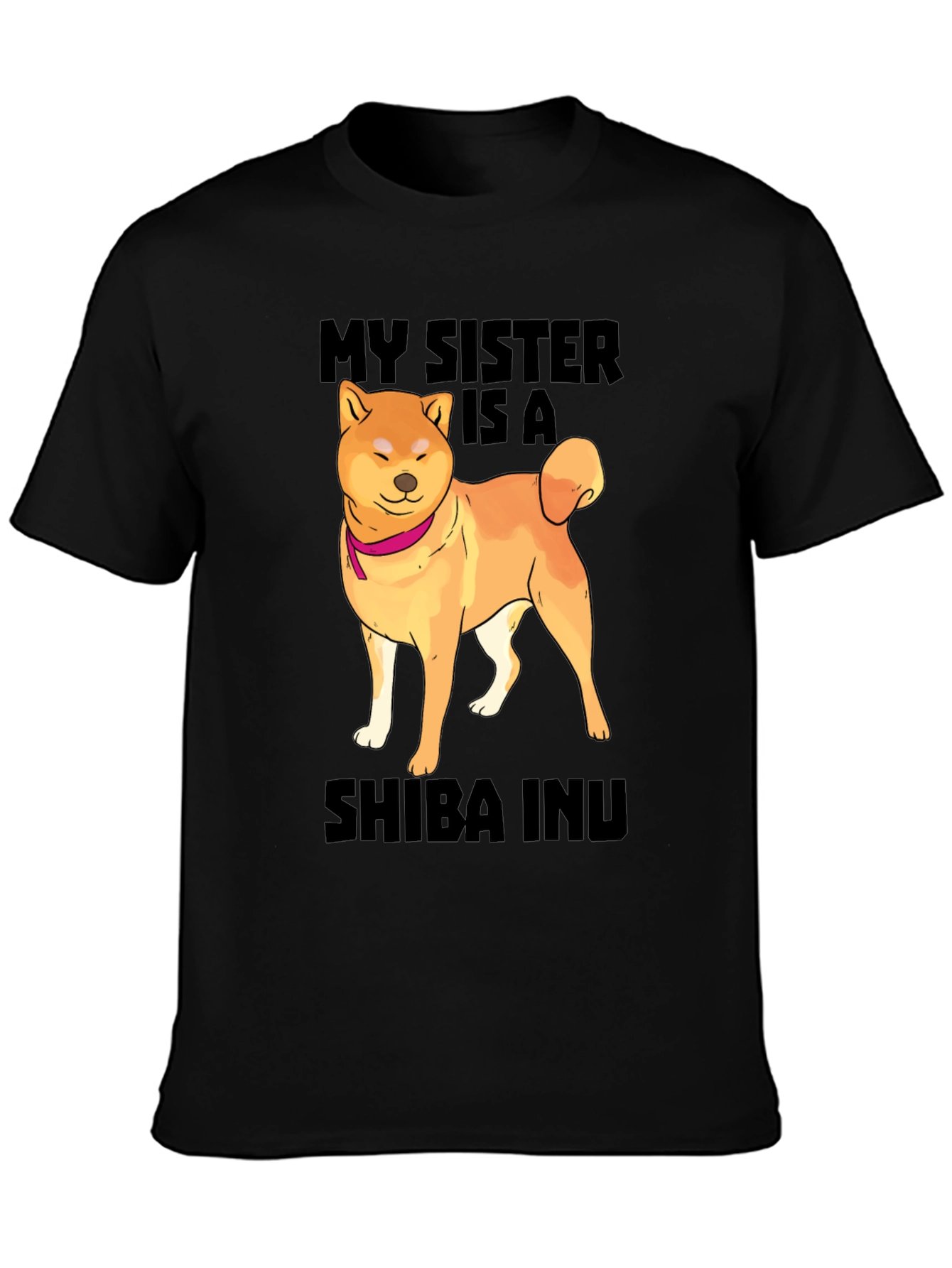 Black My Sister Is A Shiba Inu T-Shirt Funny Dog Lover Tee view 3