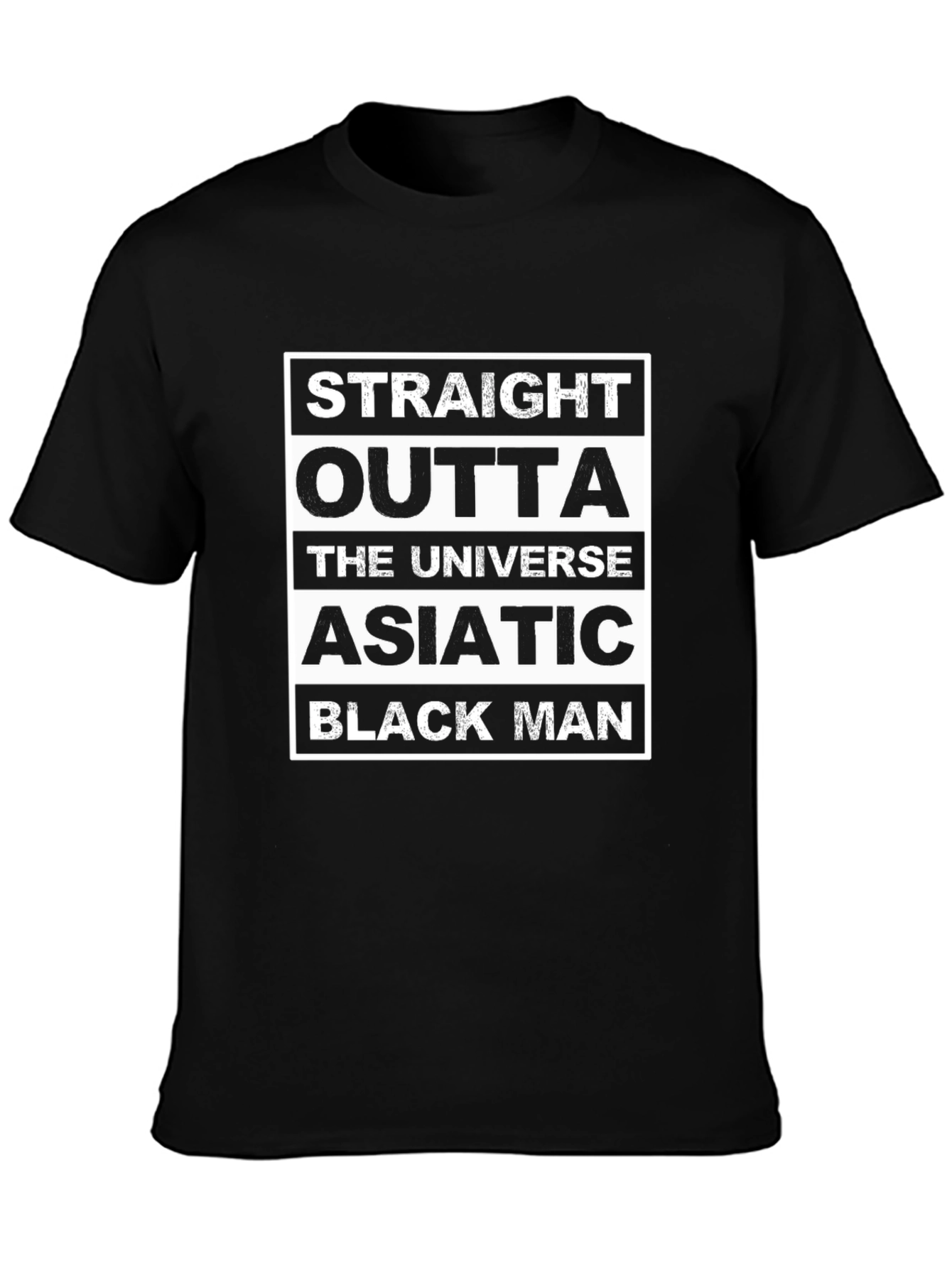 Black Straight Outta the Universe Asiatic Black Man T-Shirt view 3