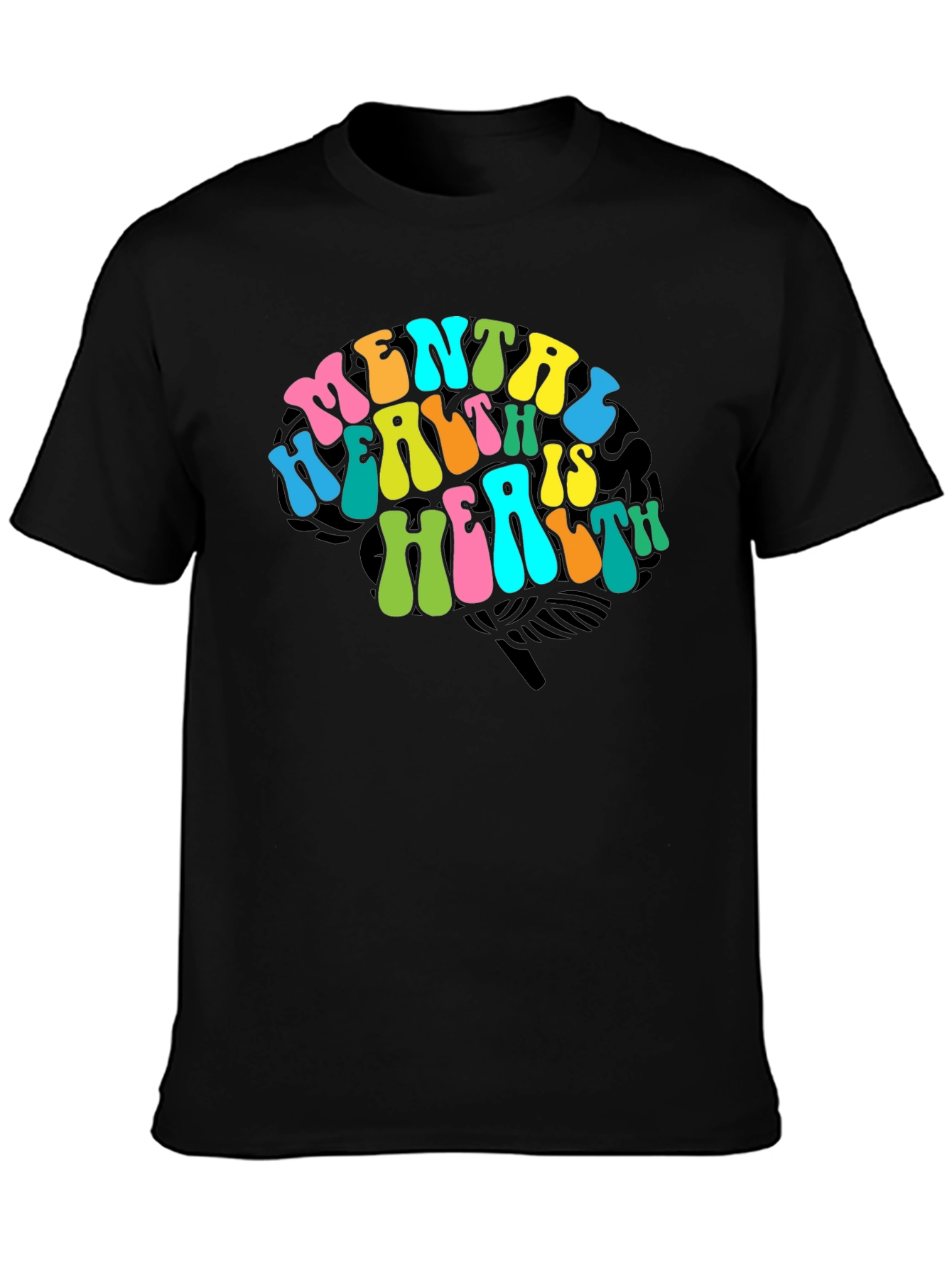 Black Mental Health Brain Graphic T-Shirt view 3