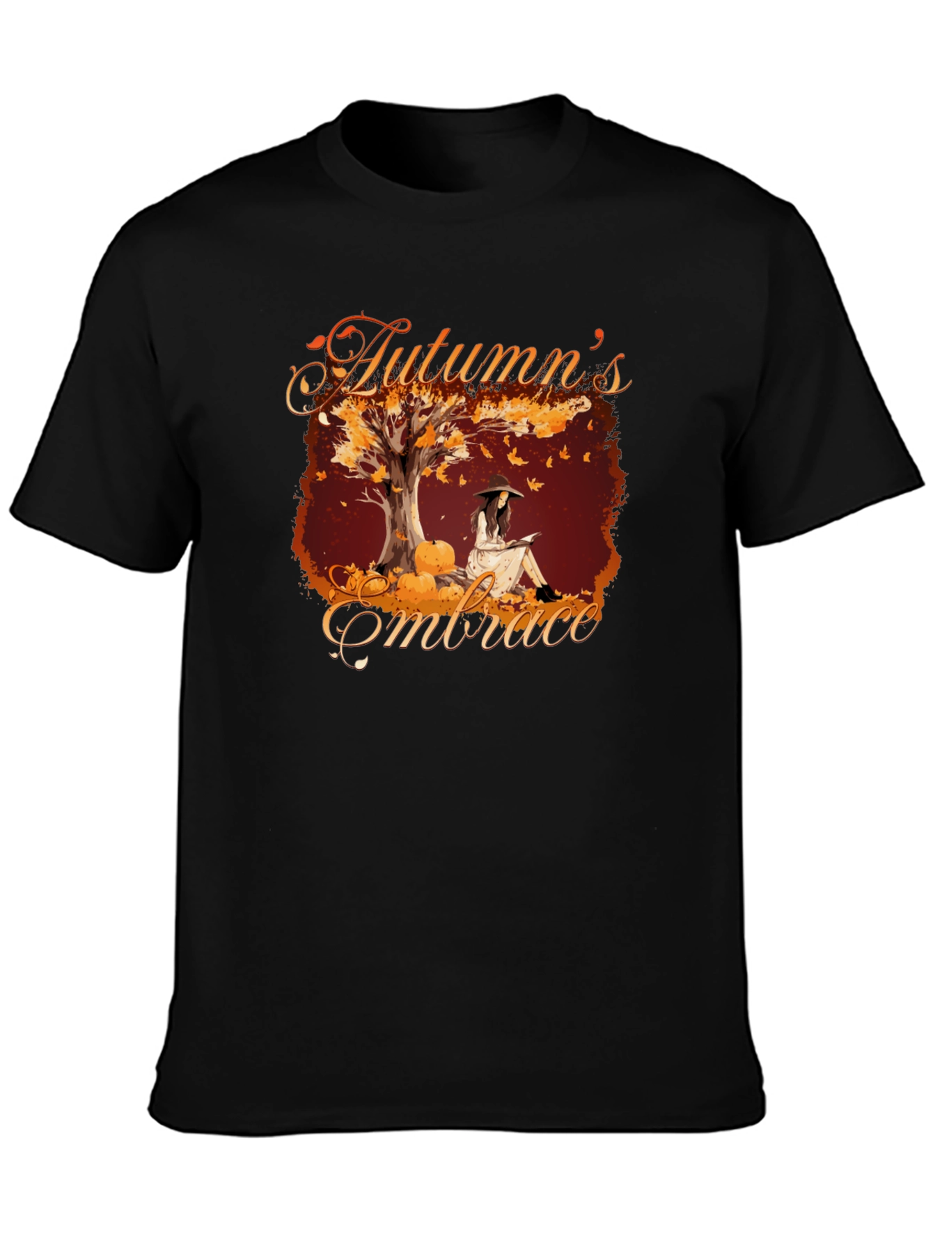 Black Autumn's Embrace Graphic Tee - Cozy Fall Style view 3