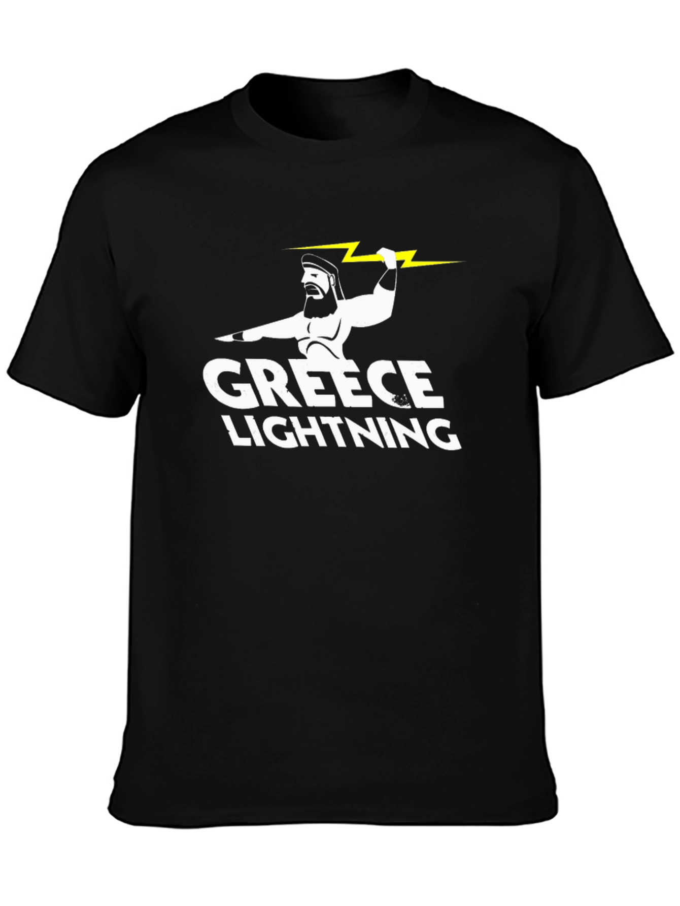 Black Greece Lightning Zeus Graphic T-Shirt view 3