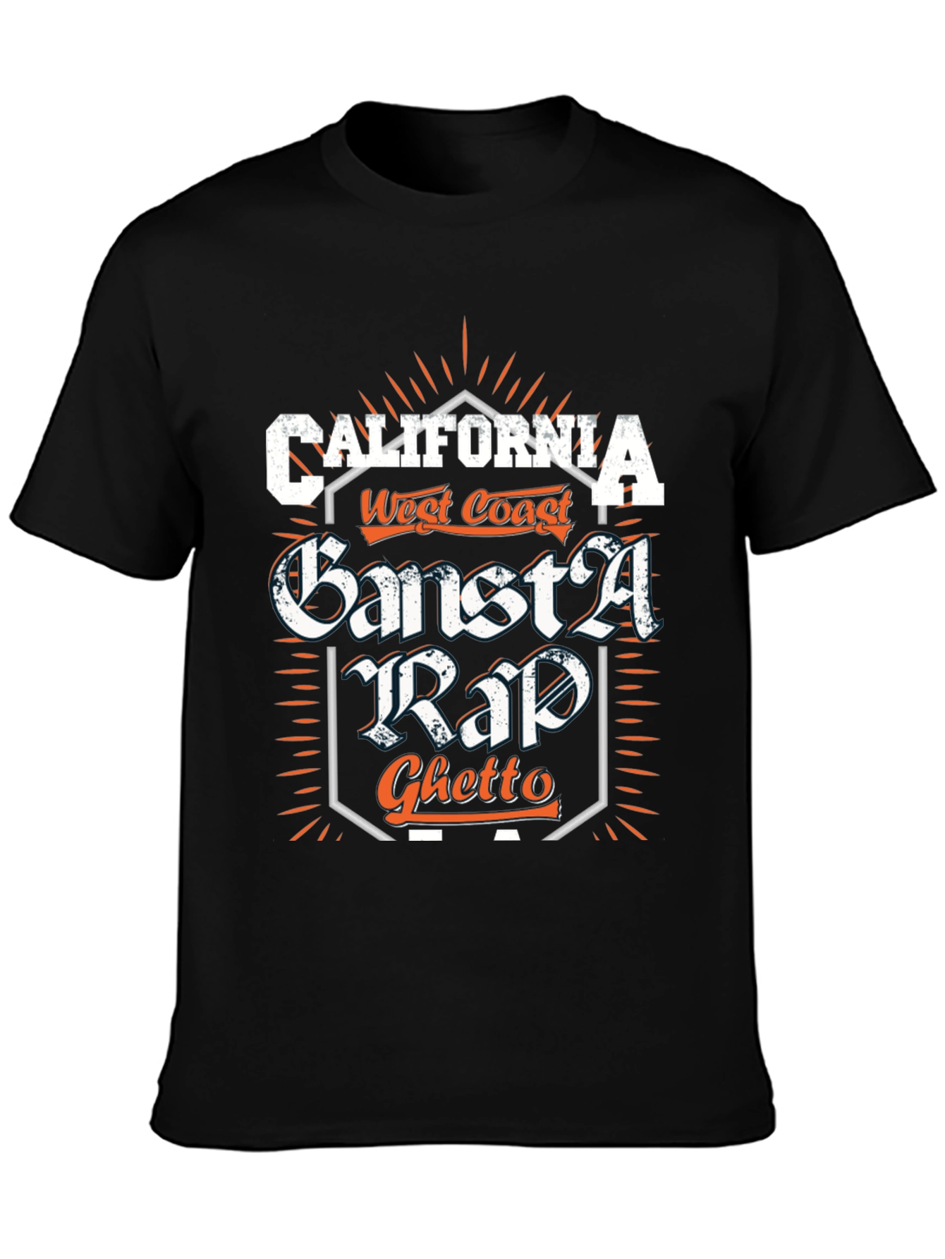 Black California Gangsta Rap T-Shirt view 3