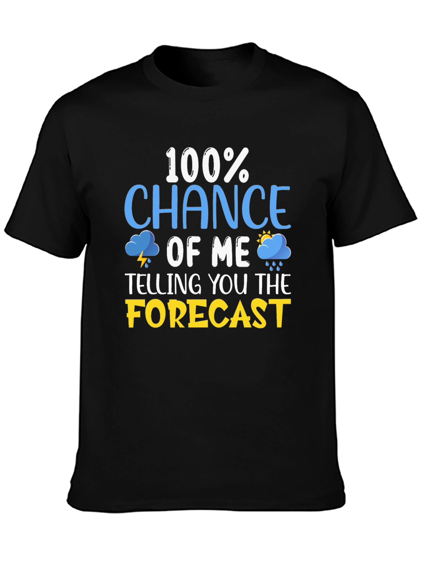 Black Funny Weather Forecast T-Shirt view 3