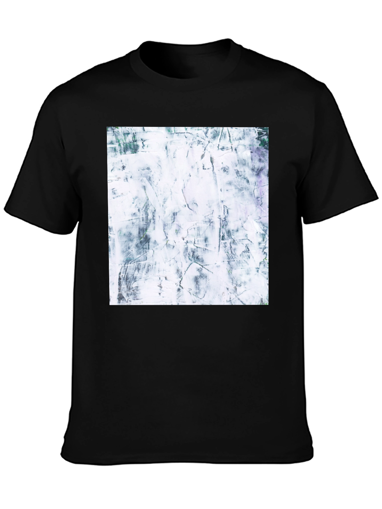 Black Abstract Texture Print Black T-Shirt view 3