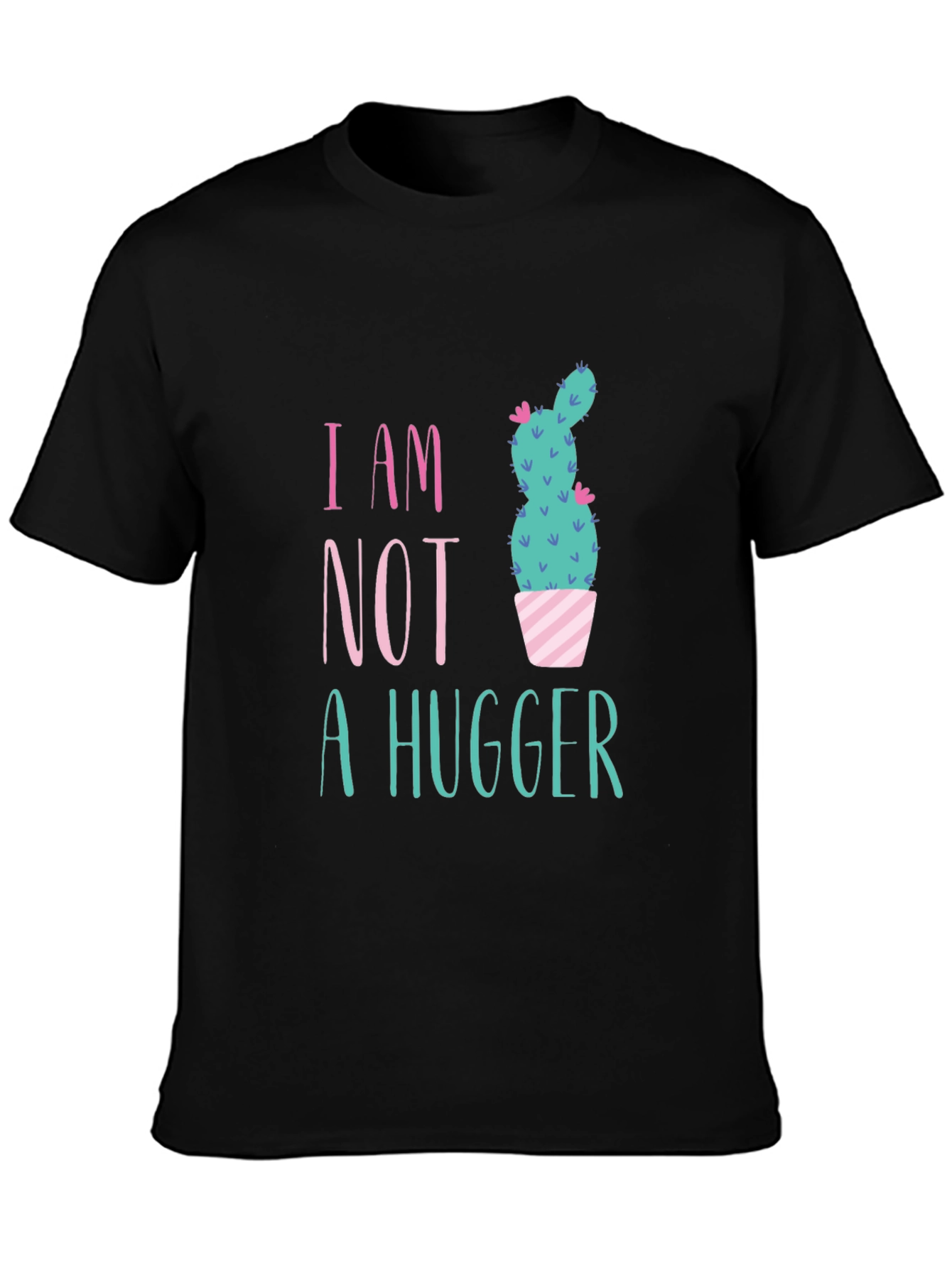 Black I Am Not A Hugger Cactus Graphic Tee view 3
