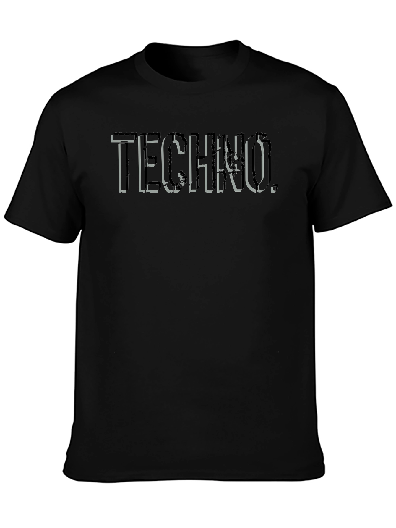Black Techno Graphic Print Black T-Shirt view 3