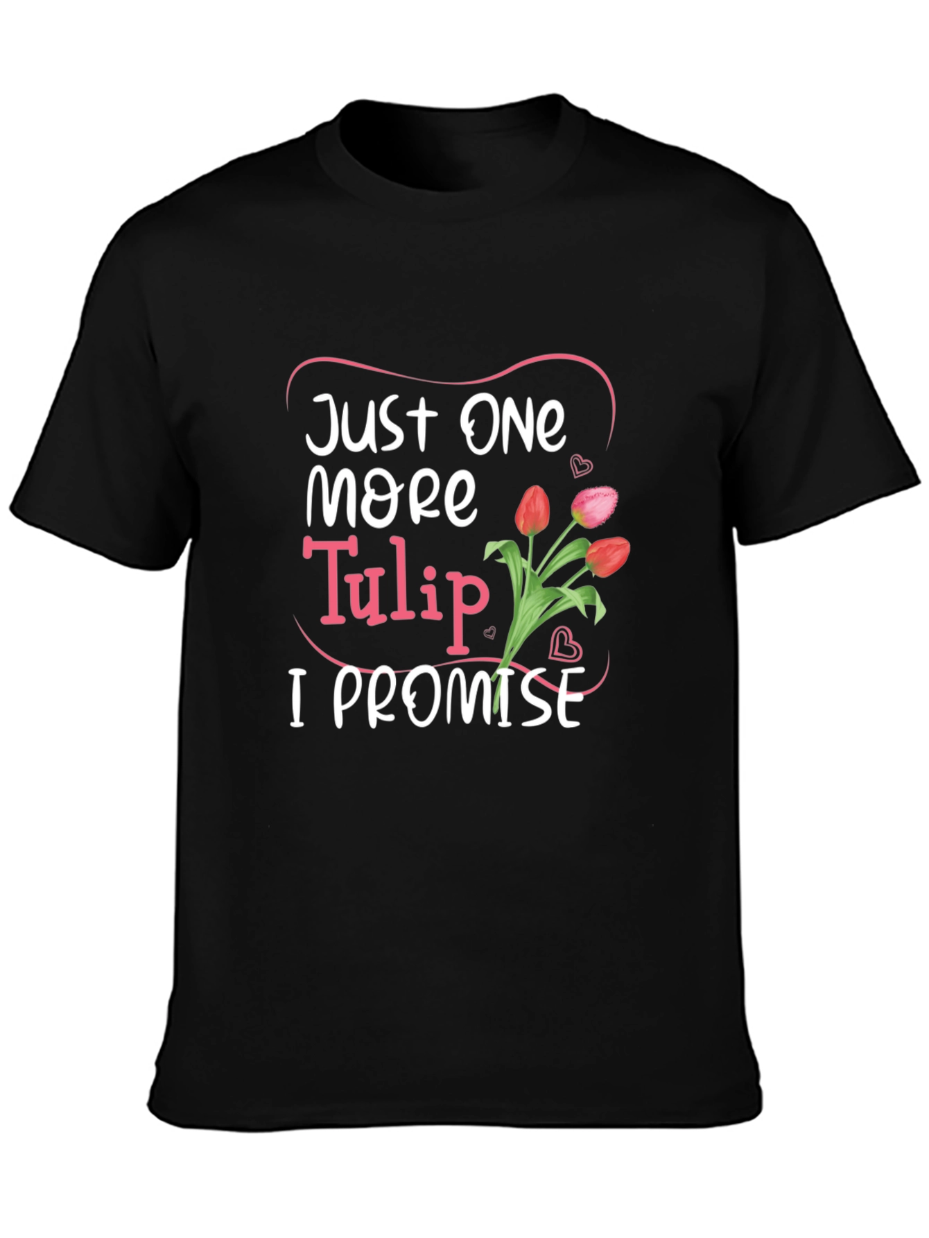 Black Just One More Tulip Graphic Tee view 3