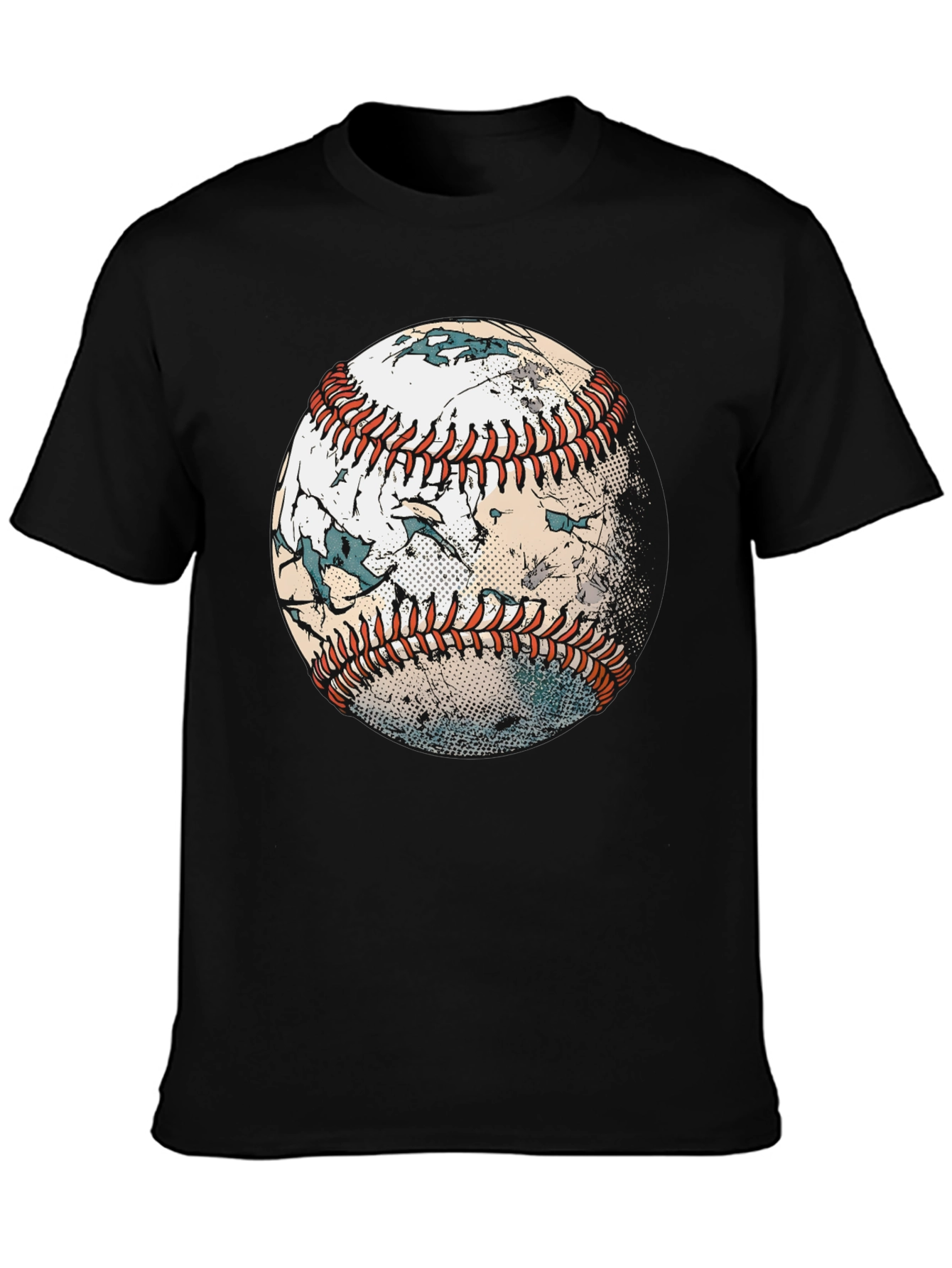 Black Distressed Baseball Graphic T-Shirt view 3