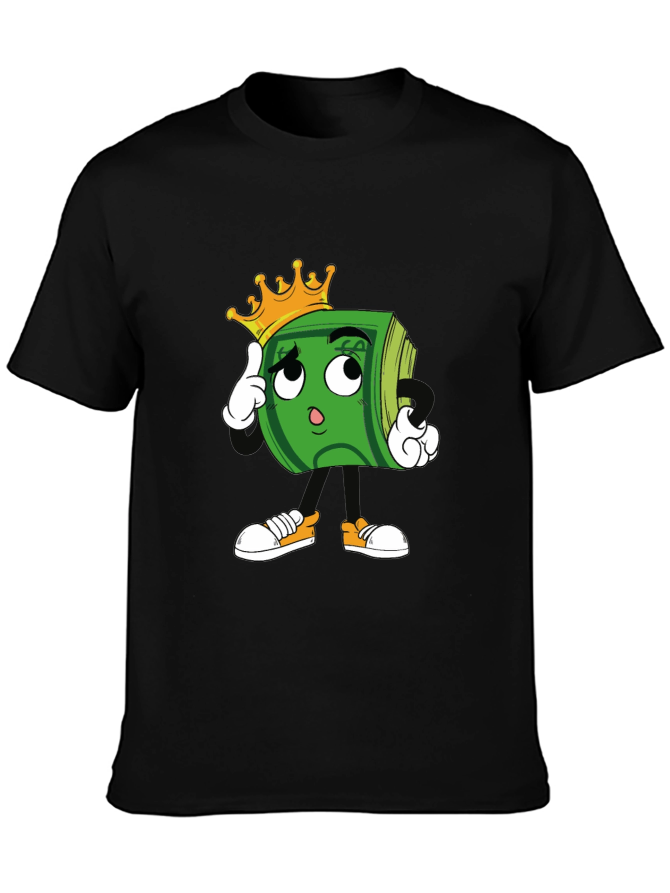 Black Cartoon Money Graphic T-Shirt view 3