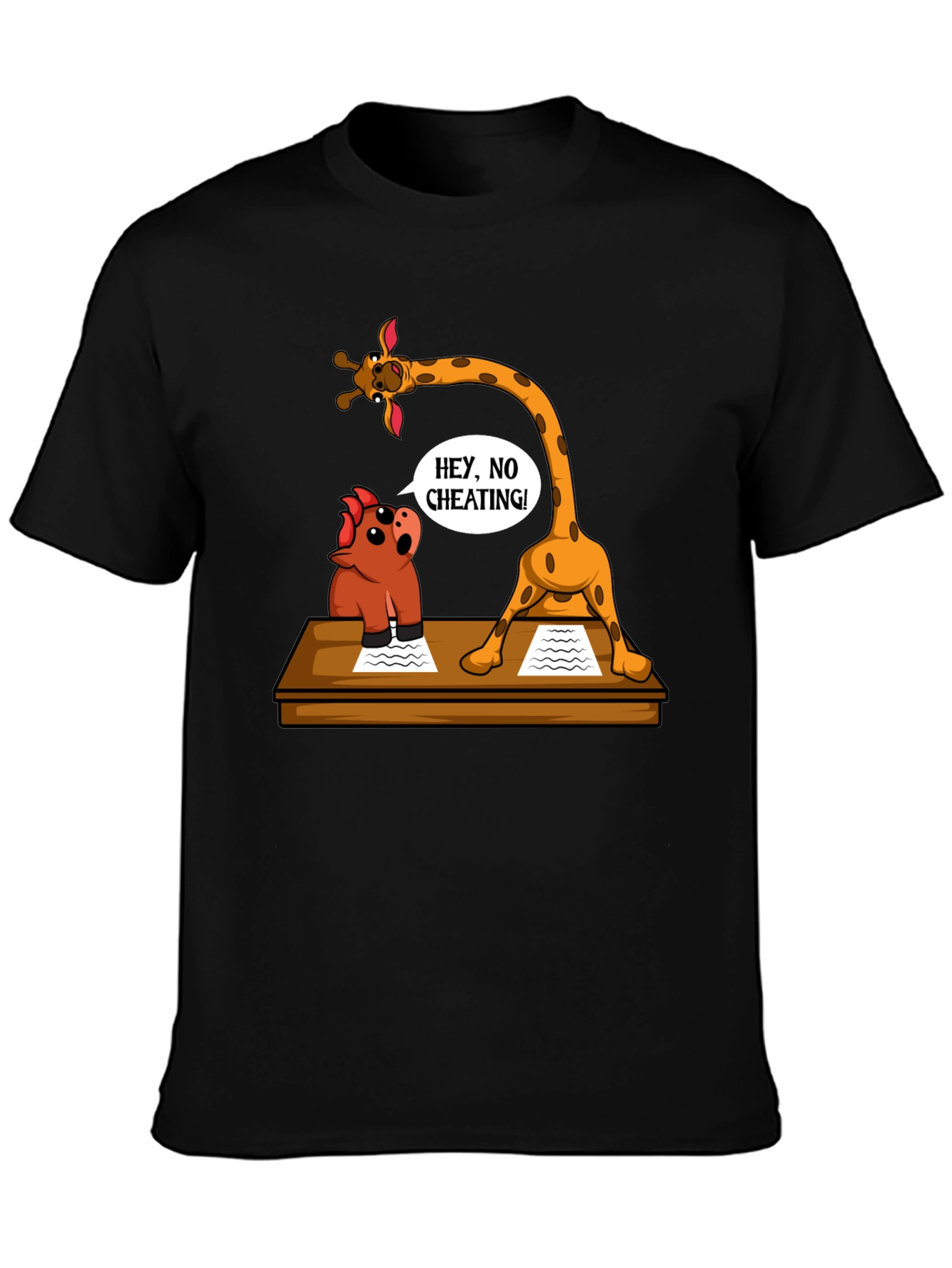 Black Funny Cheating Giraffe T-Shirt view 3