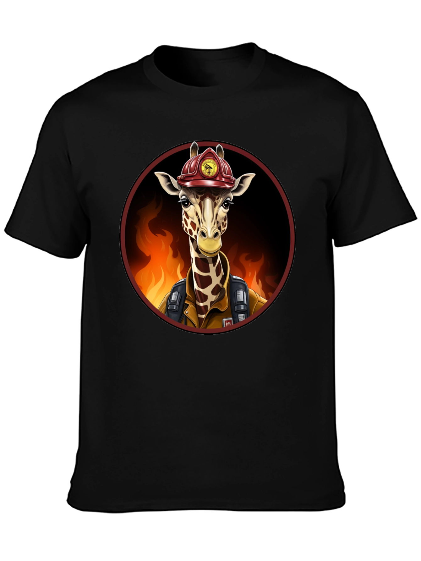 Black Giraffe Firefighter Graphic Tee view 3