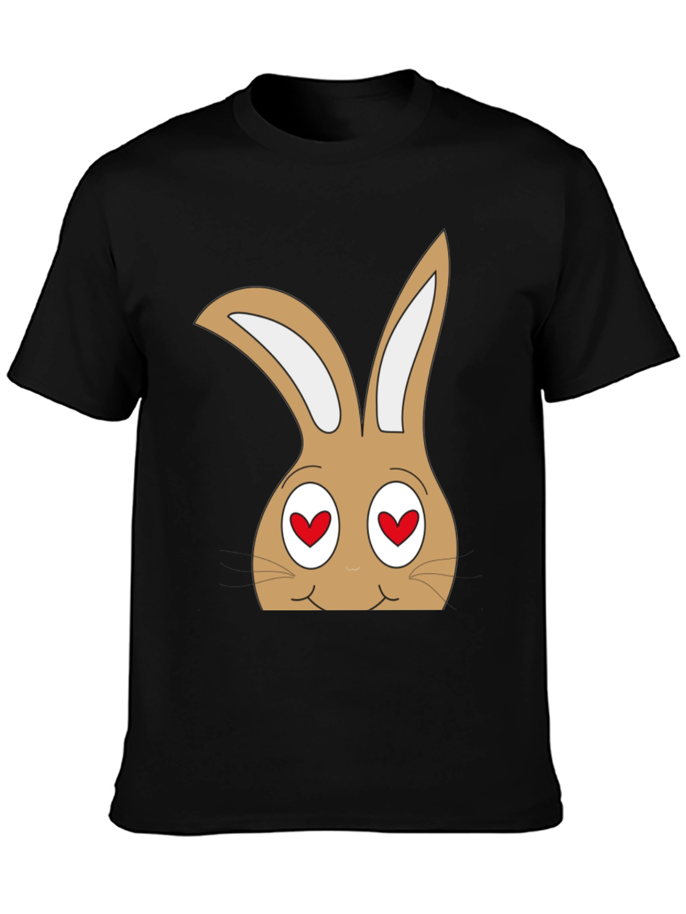 Black Funny Bunny Heart Eyes T-Shirt view 3