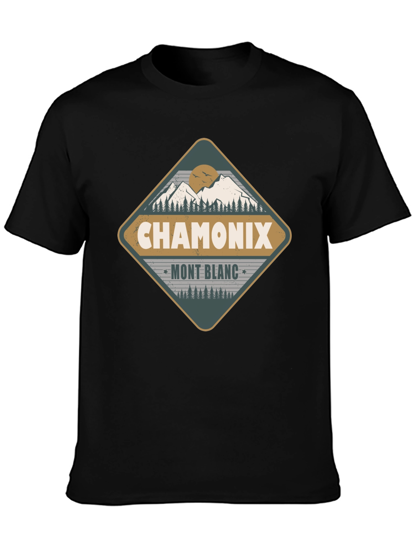Black Chamonix Mont Blanc Graphic T-Shirt view 3