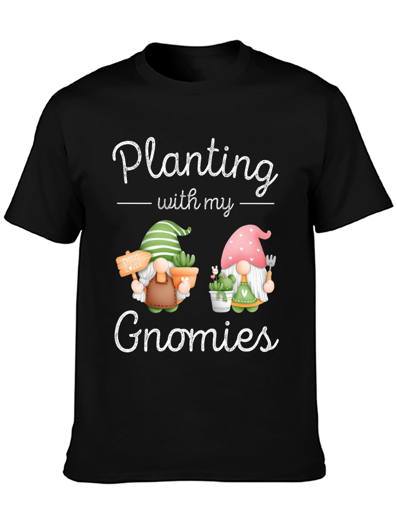 Black Planting with my Gnomies T-Shirt, Garden Lover Tee view 3