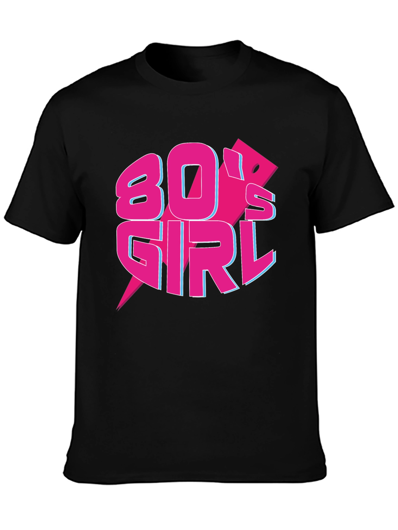 Black 80's Girl Retro T-Shirt view 3