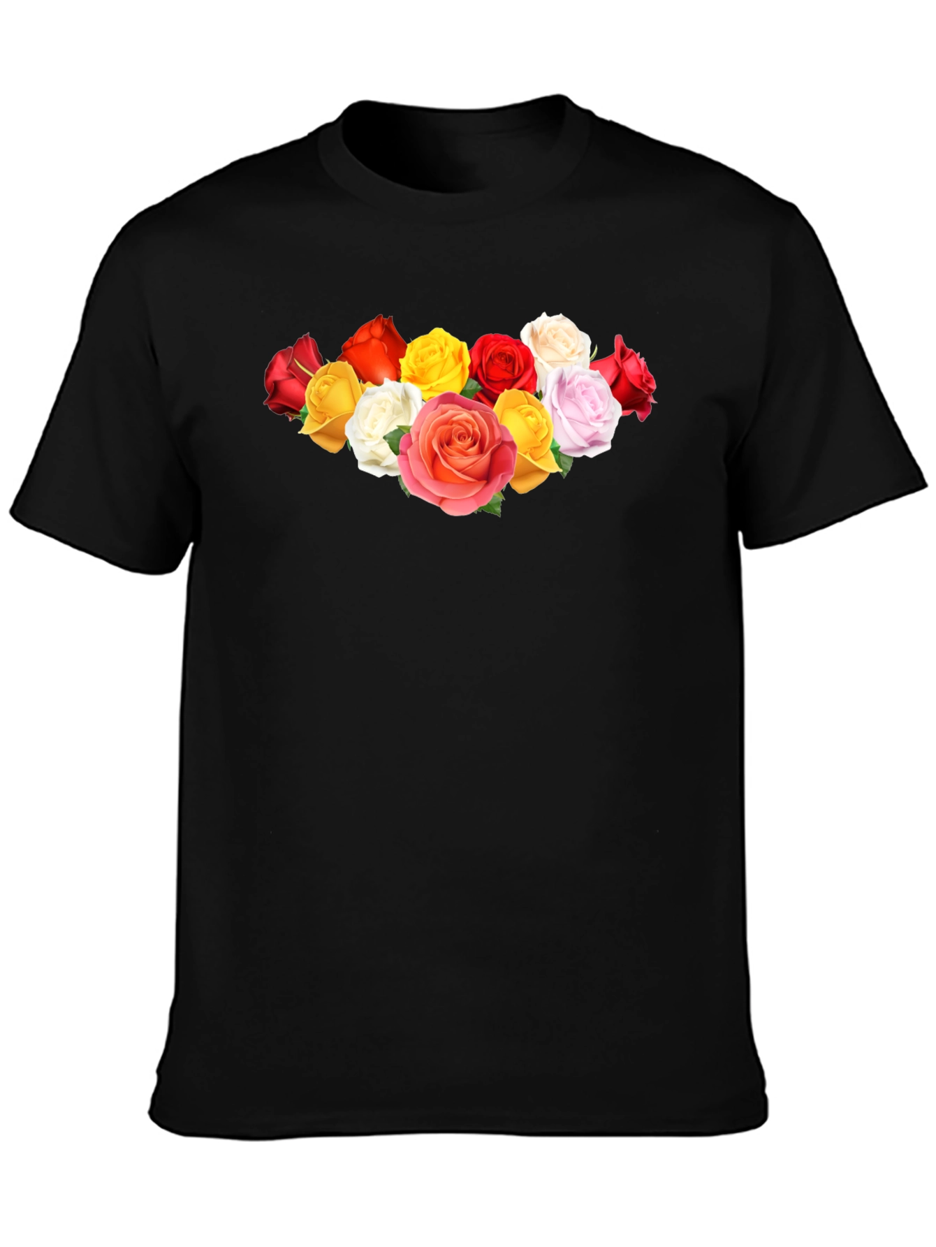 Black Floral Rose Graphic Black Tee view 3